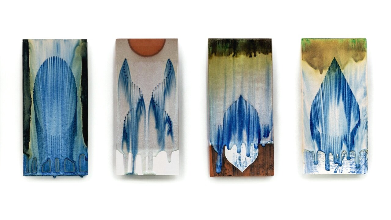  Chromaphilia Veils (Series I), 2015-16, glazed earthenware, 17" x 29" x 1/4", Photo: E.G. Schempf 