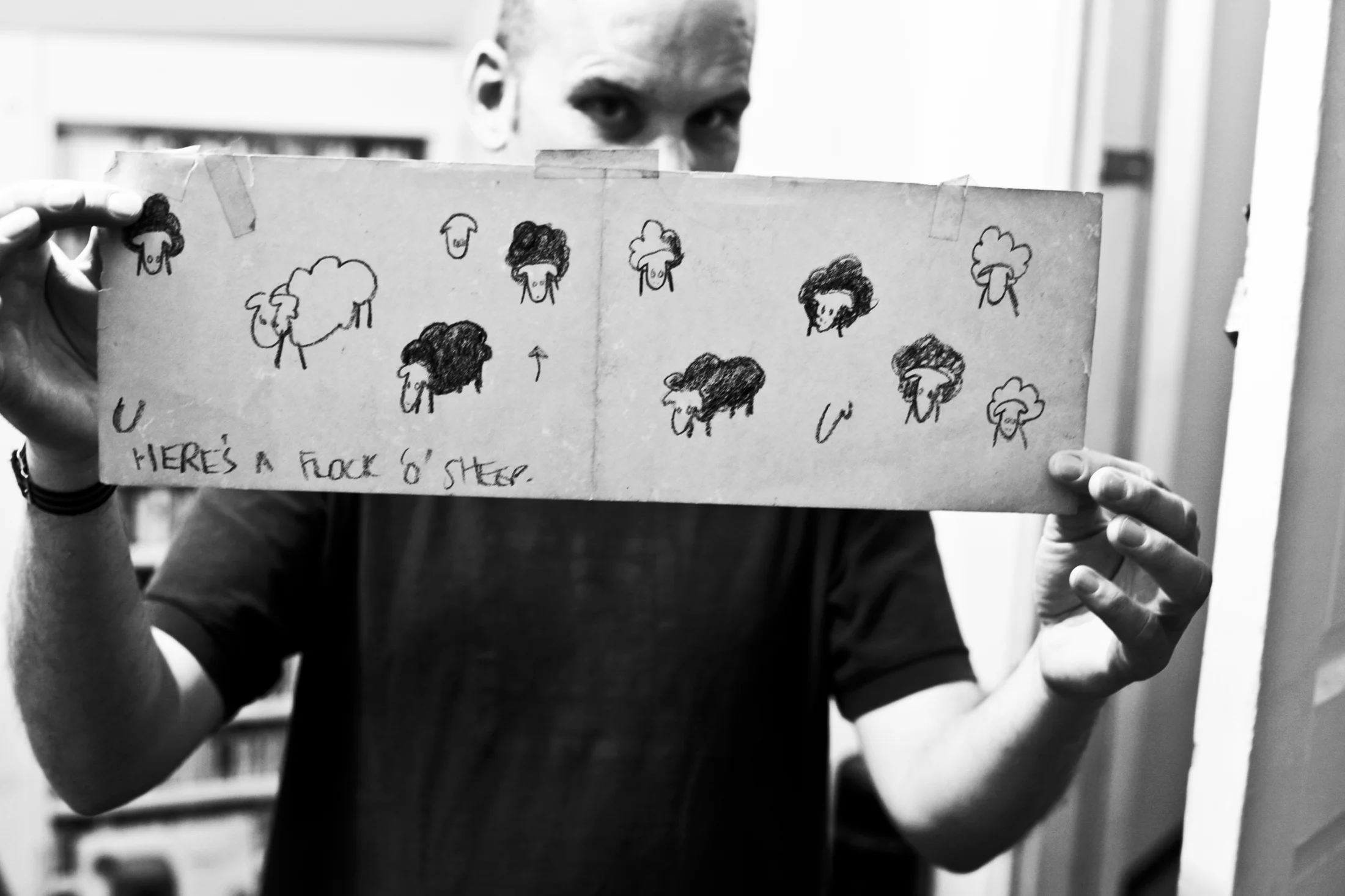 Ian Mackaye with original Out of Step sheep drawing