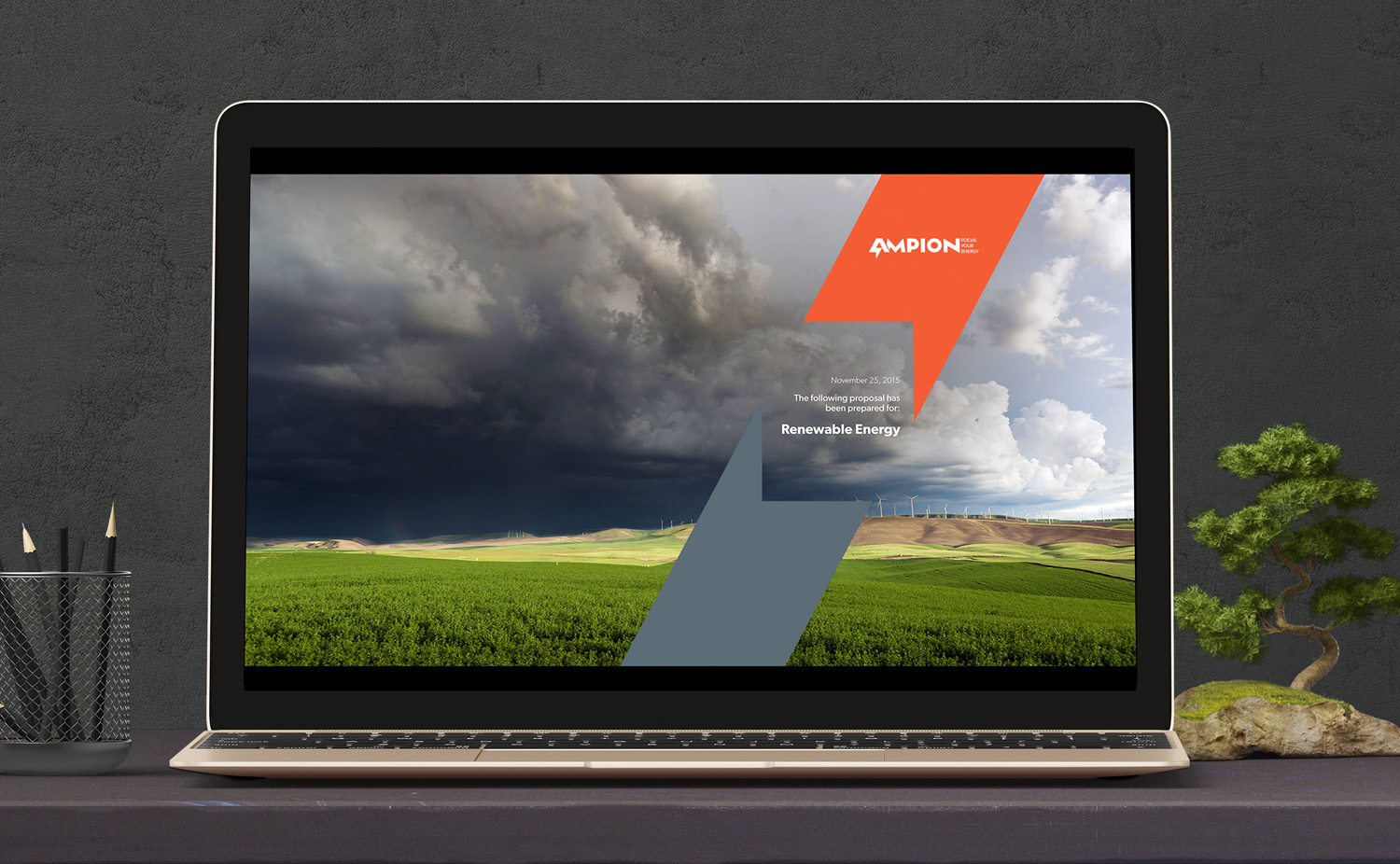 to assist the ampion sales team, ora created a branded powerpoint template