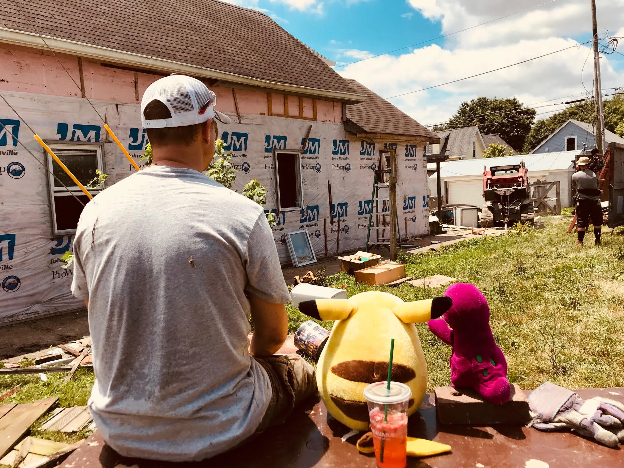 Todd and friends during demolition
