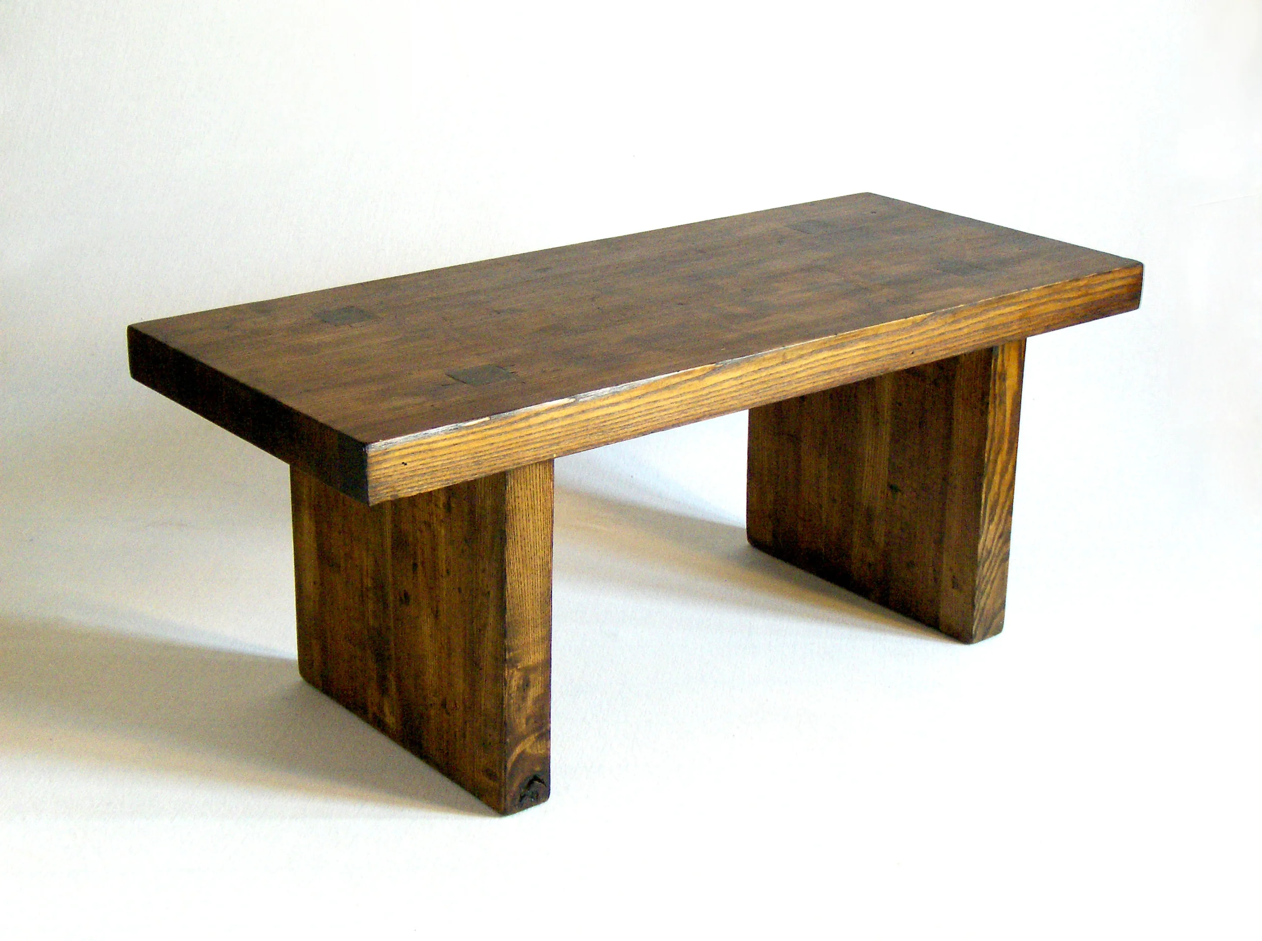 Distressed, slab coffee table