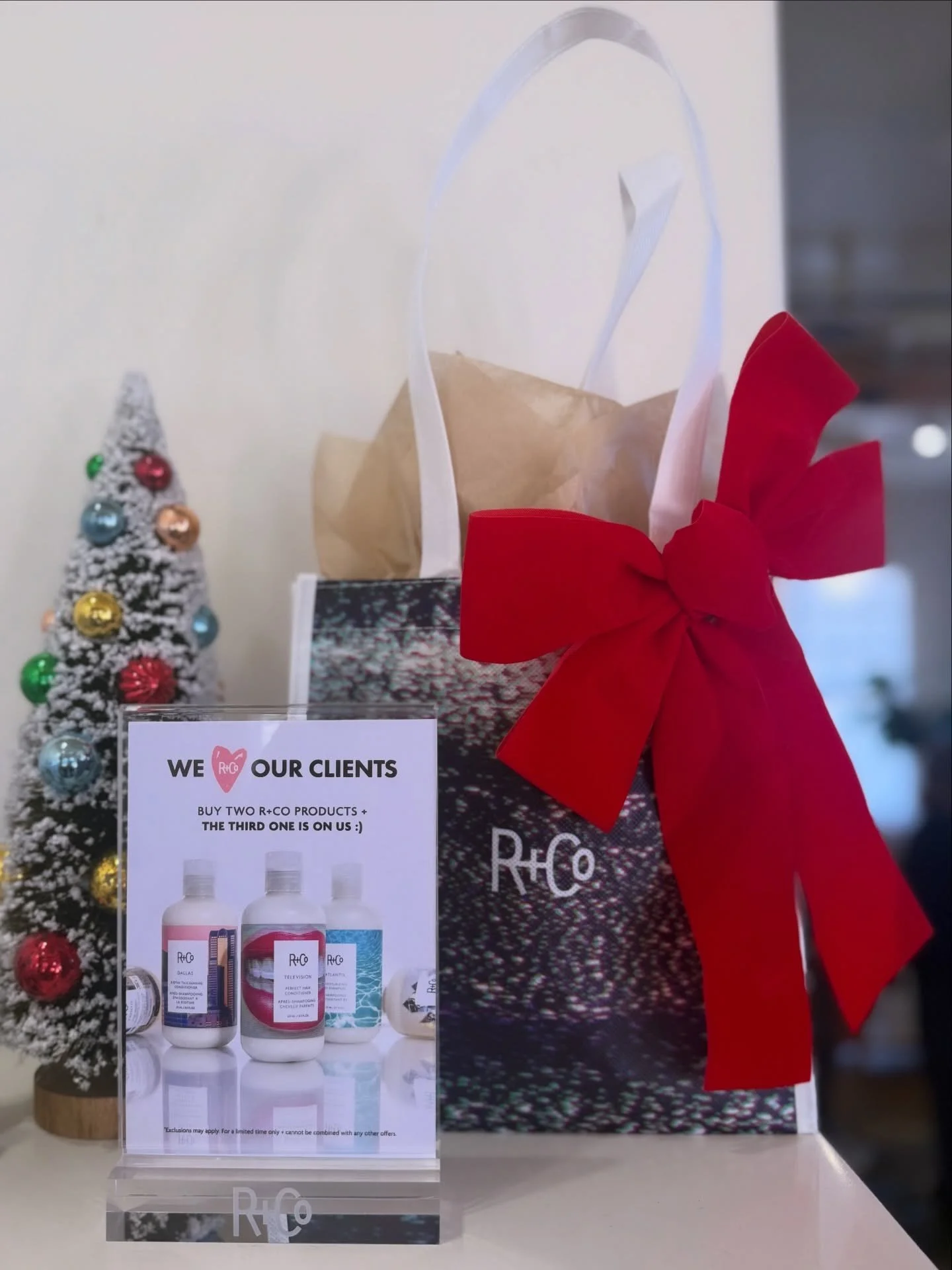 Please do not forget to enjoy our R+Co 
BUY 2️⃣ GET 1️⃣ FREE (while supplies last)!

Every 💲2️⃣0️⃣ spent in our boutique earns you 🎟️one ticket🎟️ to win our Holiday Raffle Basket! 

This year we are giving away 2️⃣ baskets - each valued over 💲2️⃣