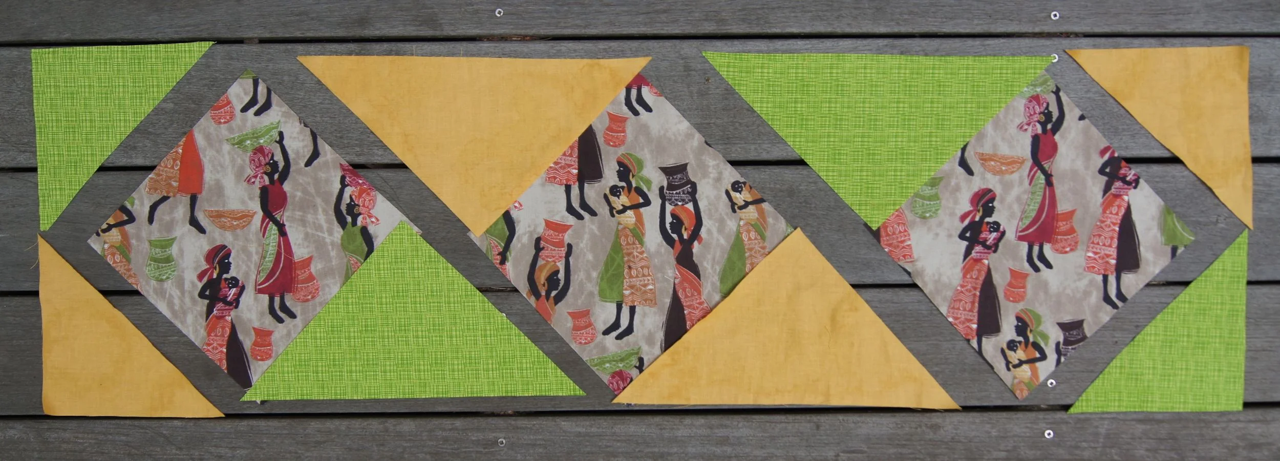 Sewing the triangles to the diamonds