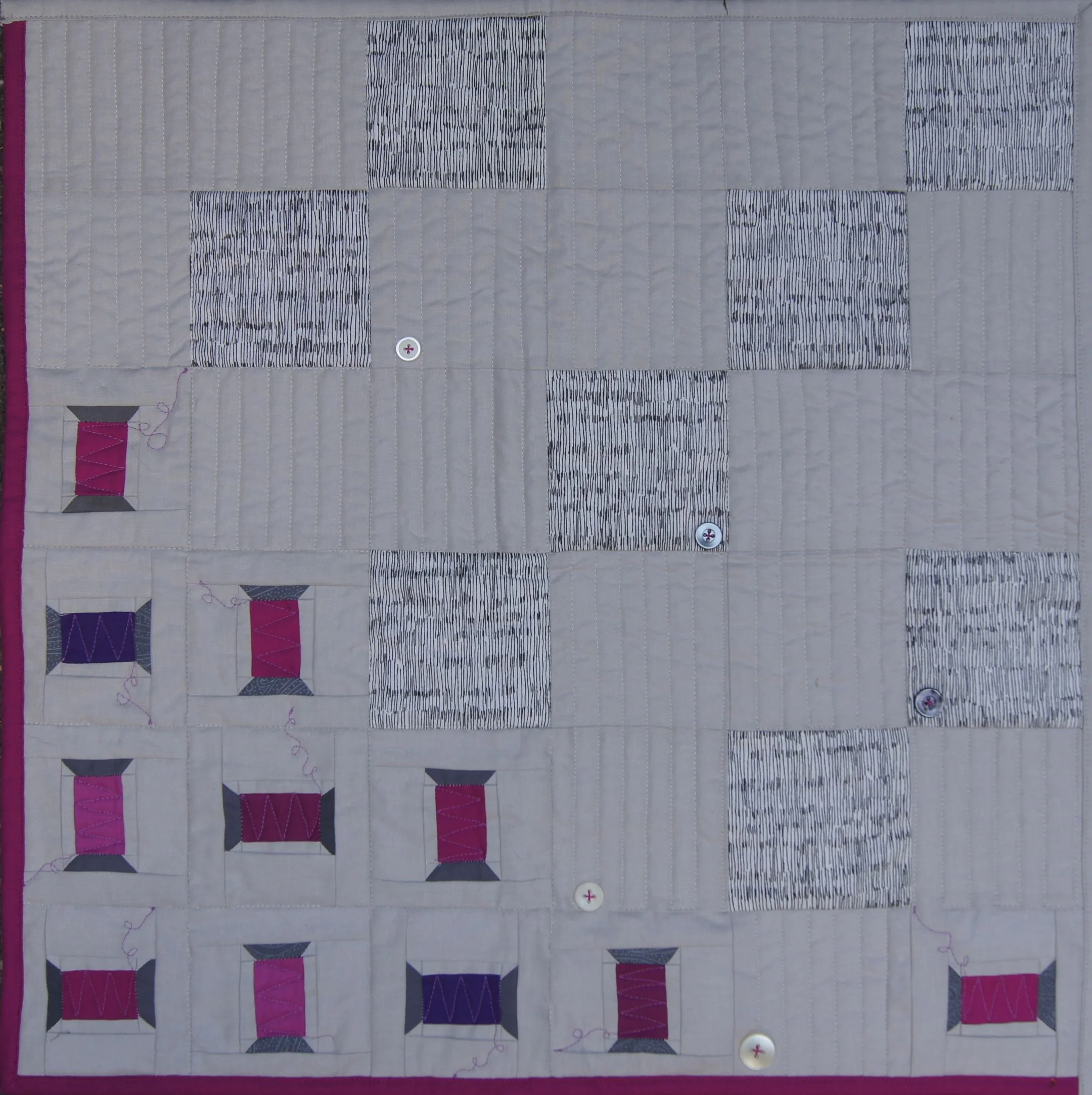 "Mending the Bishop's Buttons" &nbsp;21 x 21 inch wall hanging