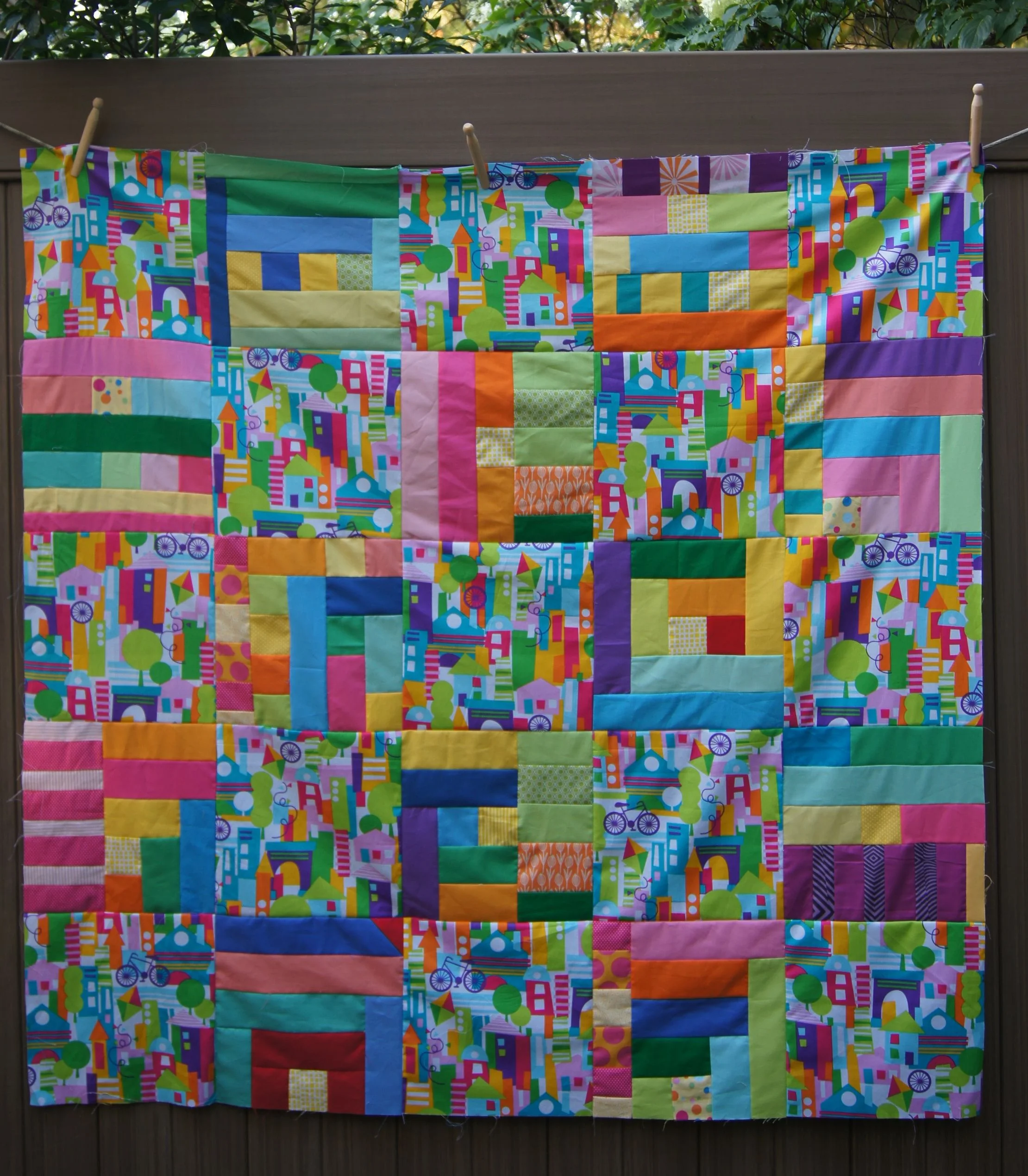 Improv Log Cabin #1 &nbsp; &nbsp;50 x 50 inches