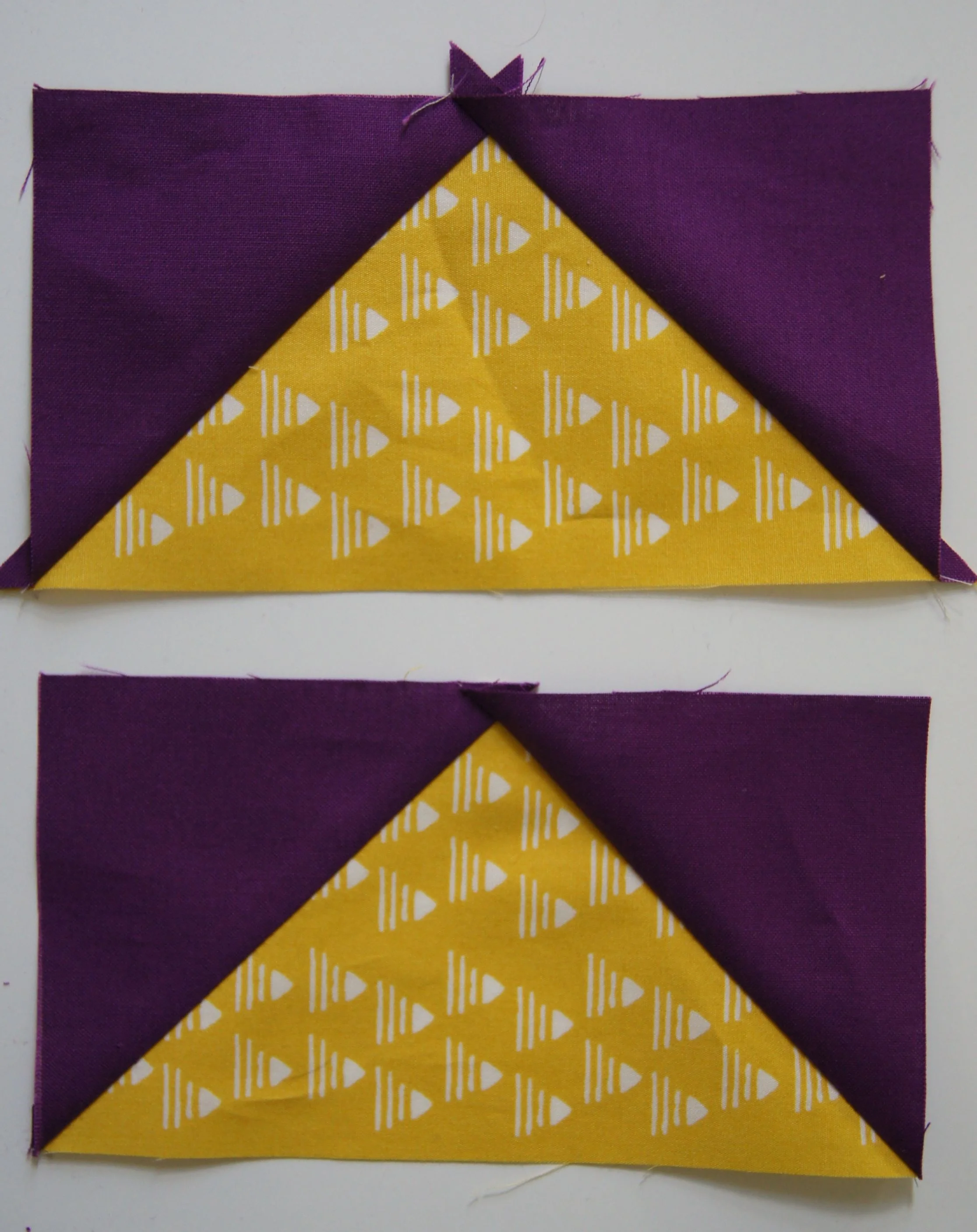 Flying Geese unit with the dog ears and then trimmed.