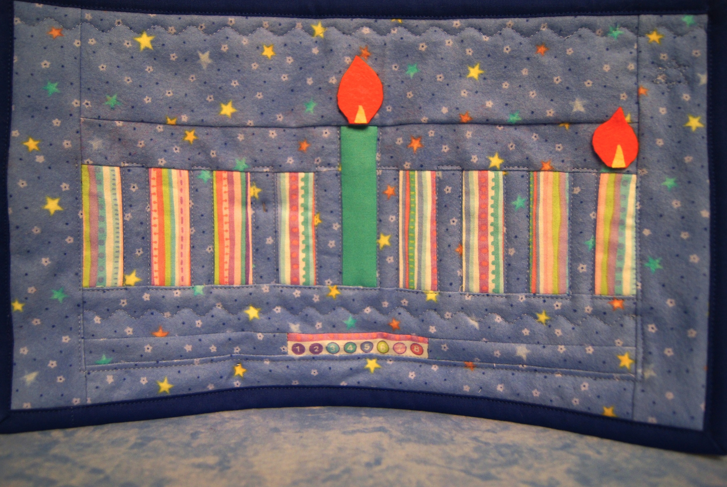 Hanukkah Menorah Mini Quilt 15 x 9 inches