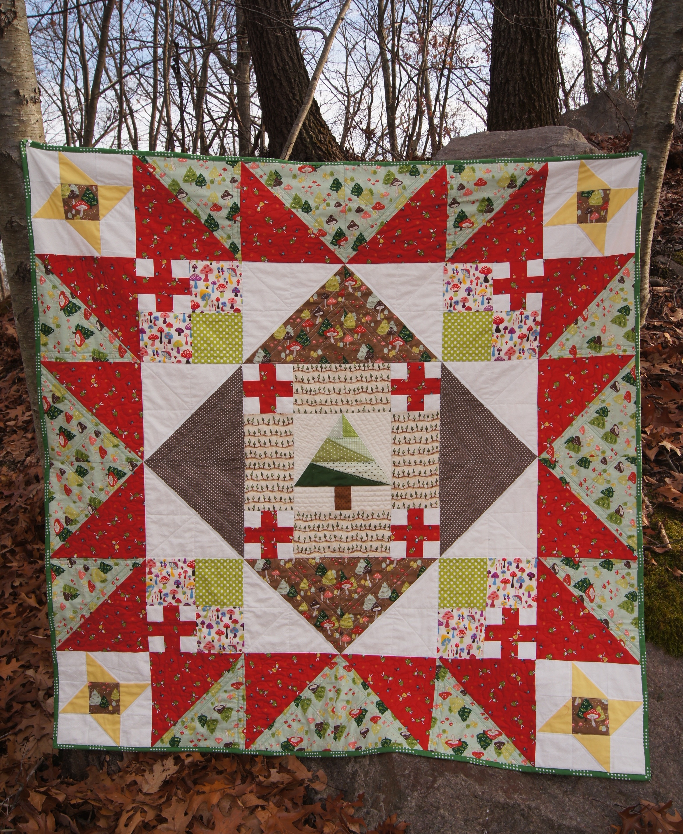 Christmas Woodlands Lap Quilt 52 1/2 inches square