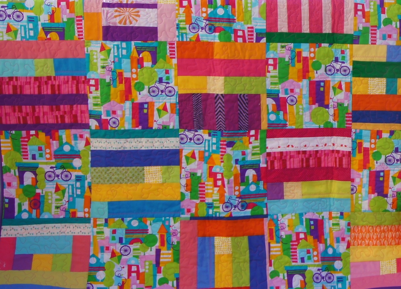 Twin Cities Quilt (one of a pair of similar lap quilts)