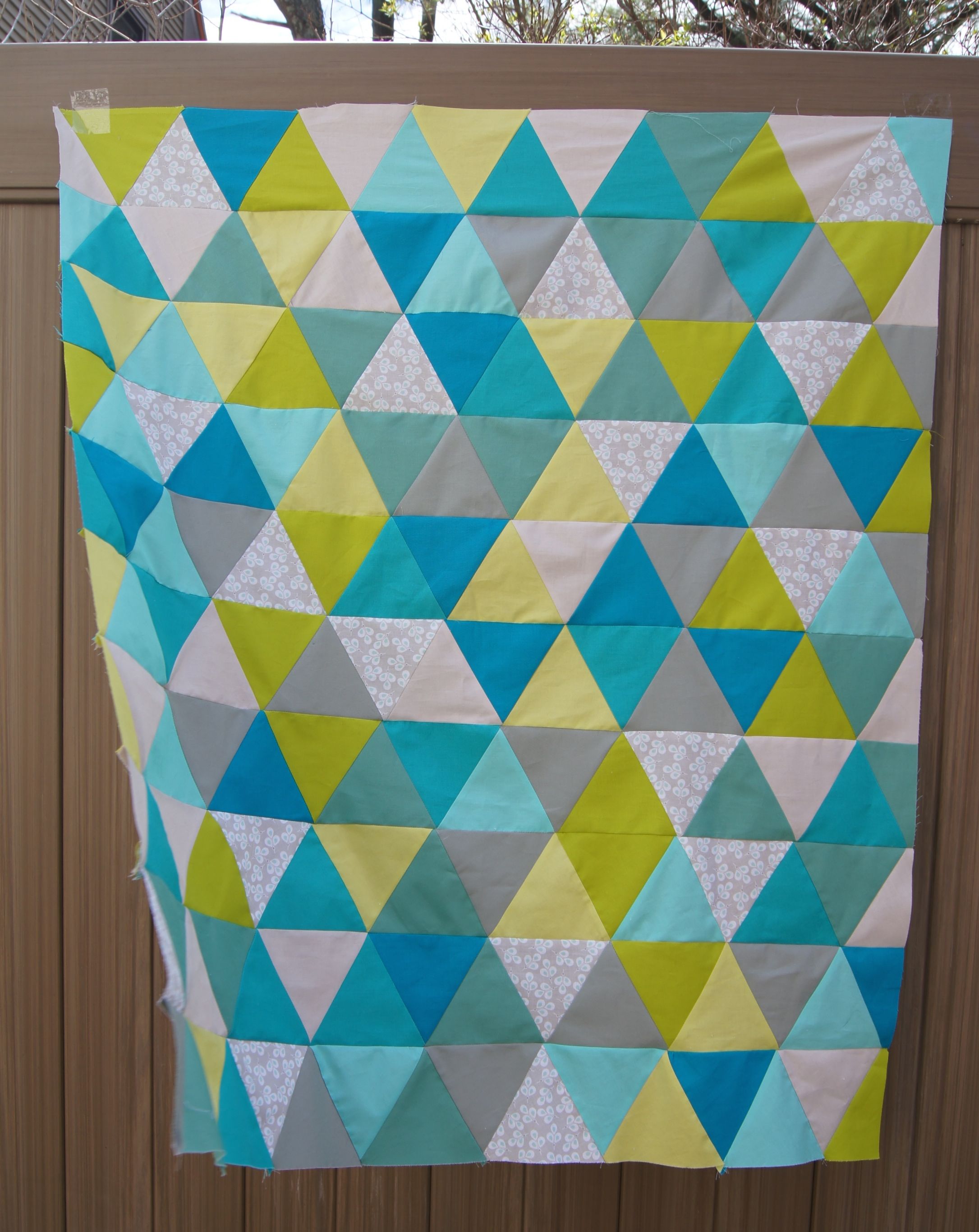 Spring Colors Thousand Pyramids quilt top