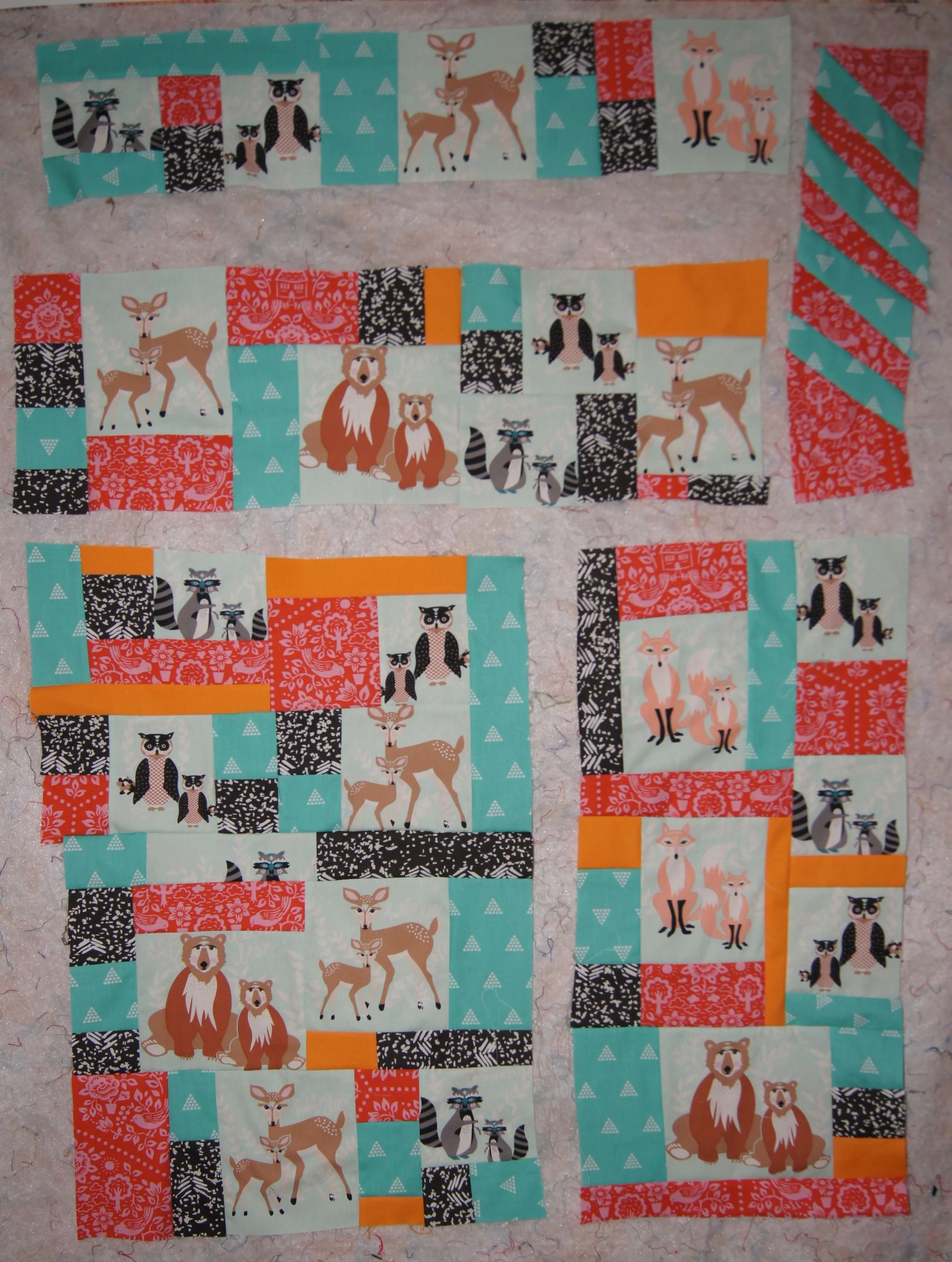 On the design wall, ready to be sewn together