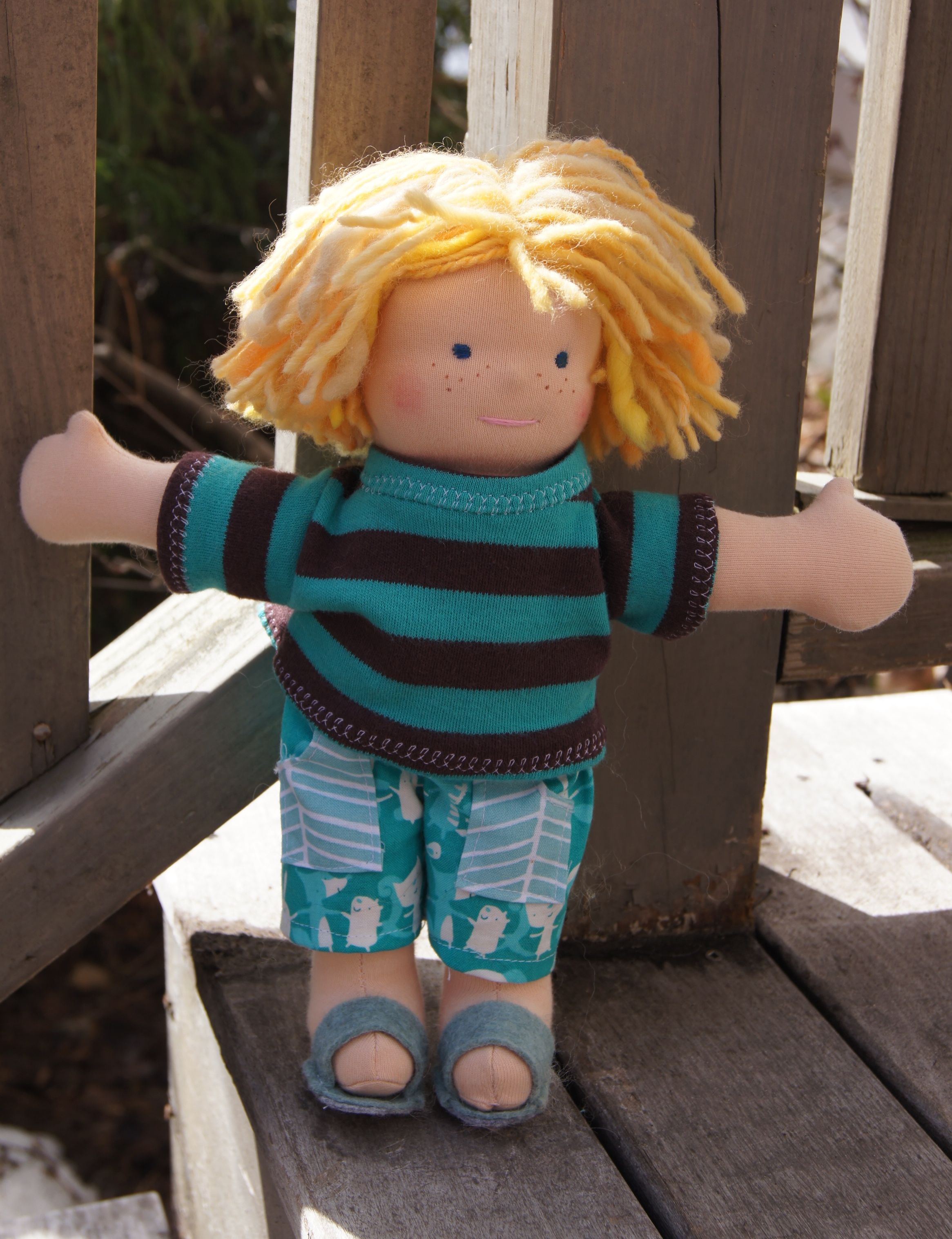Waldorf Type 10 inch Boy Doll : Surfer Boy, 10" Waldorf type doll, my pattern, 2015