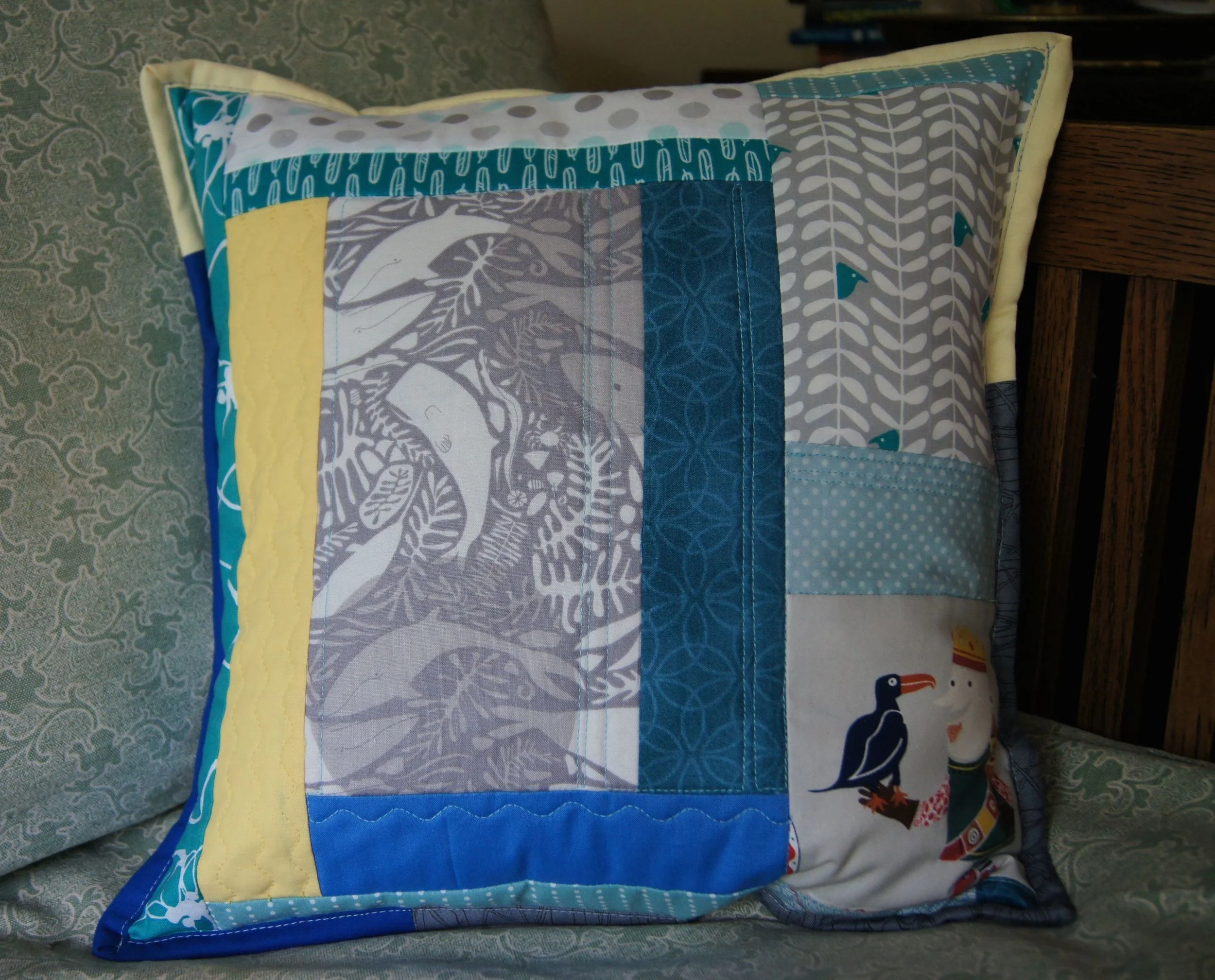Quilting As You Go Pillow Cover 15 x 15 Inches