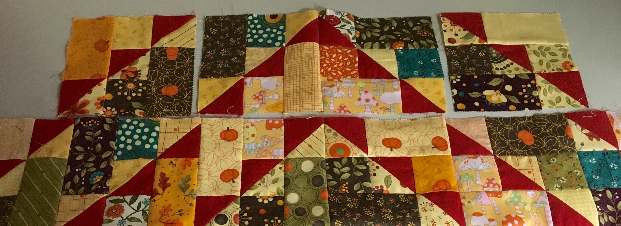 Checking the layout with adjacent row that is already pieced