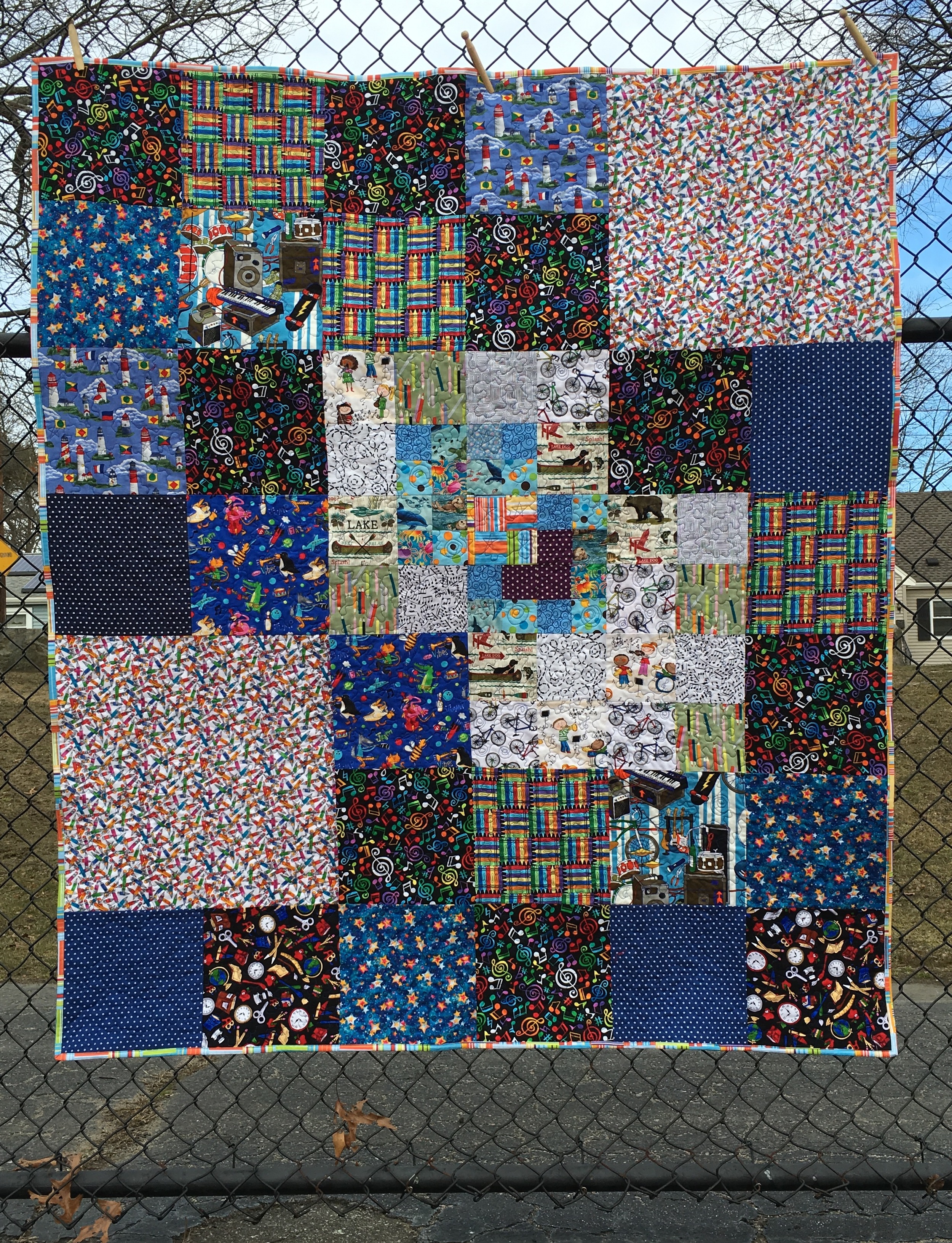 Teen boy quilt. fits top of twin 60 x 70"