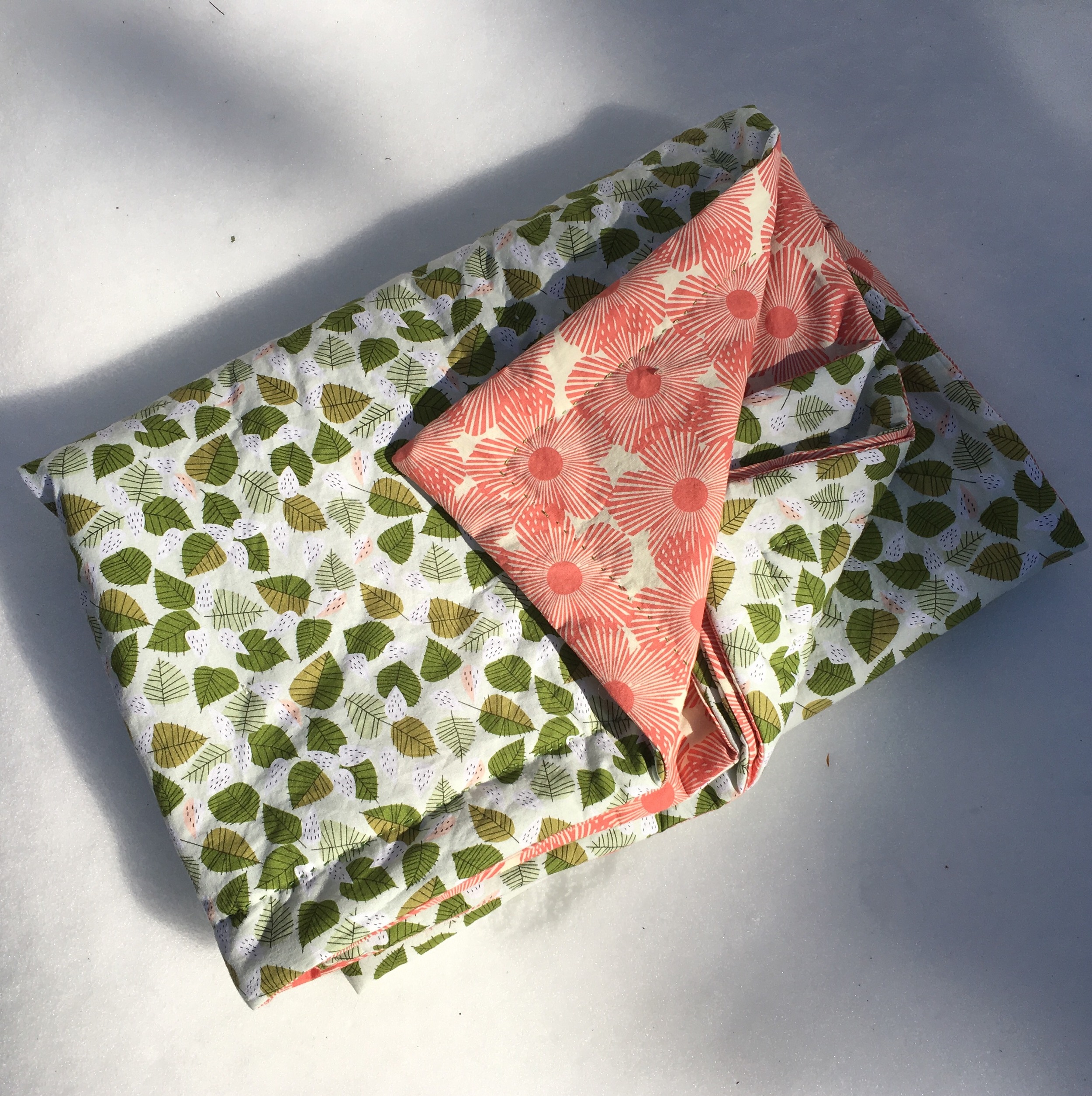 Lap Duvet 42 x 60 inches, on a blanket of pristine snow!