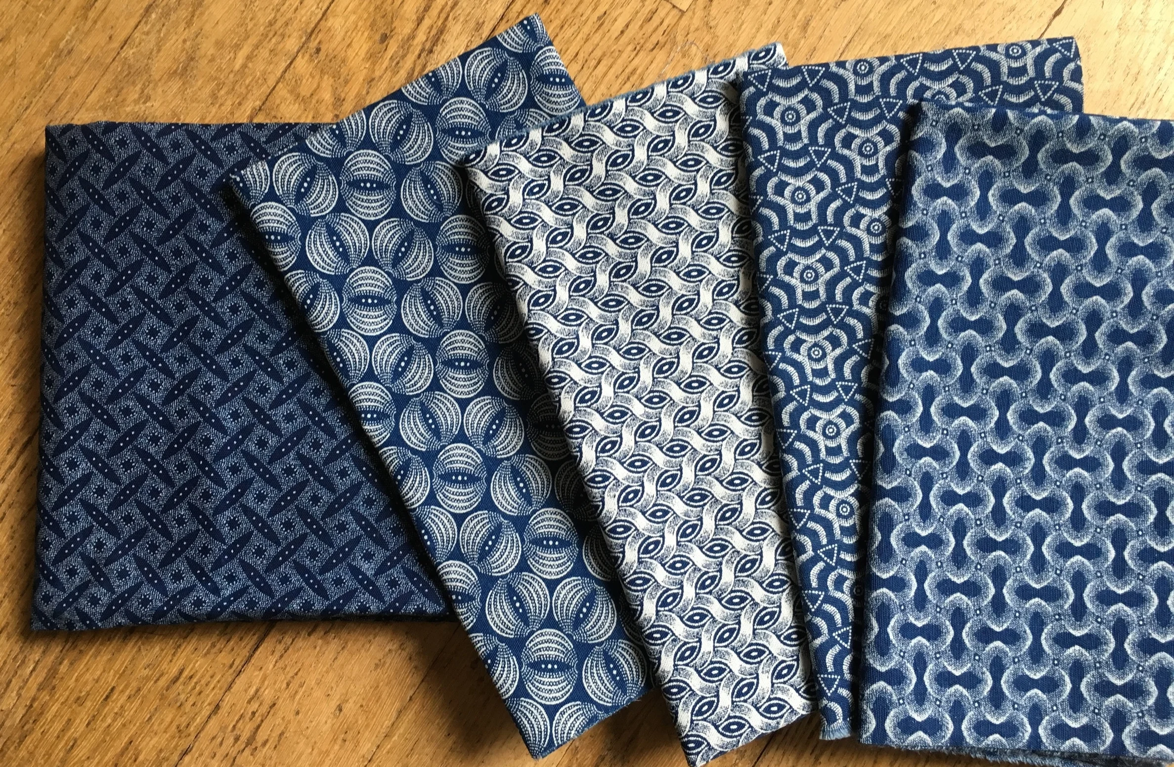 A variety of Shweshwe indigo fabrics