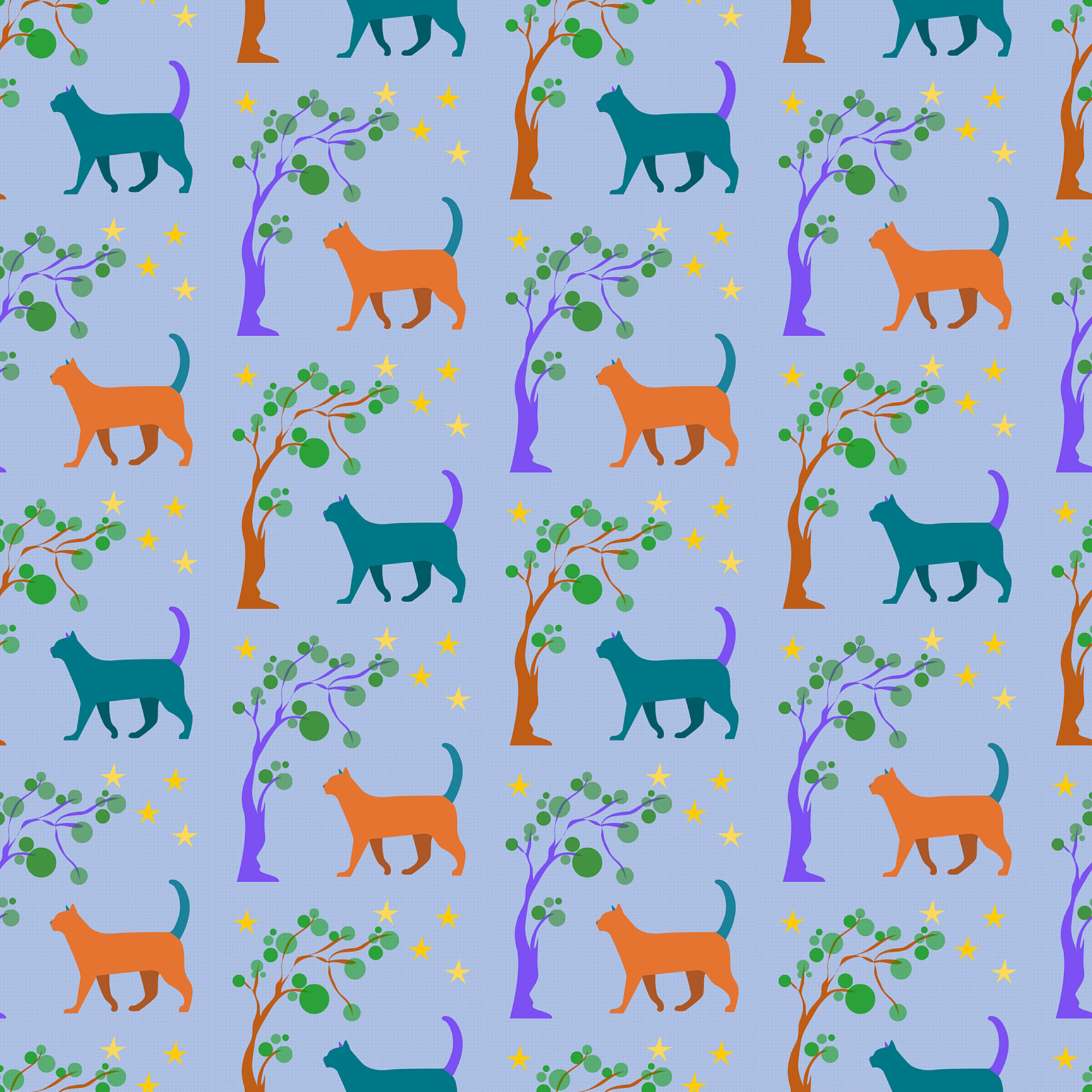 Fabric Orange and Teal Cats.jpg