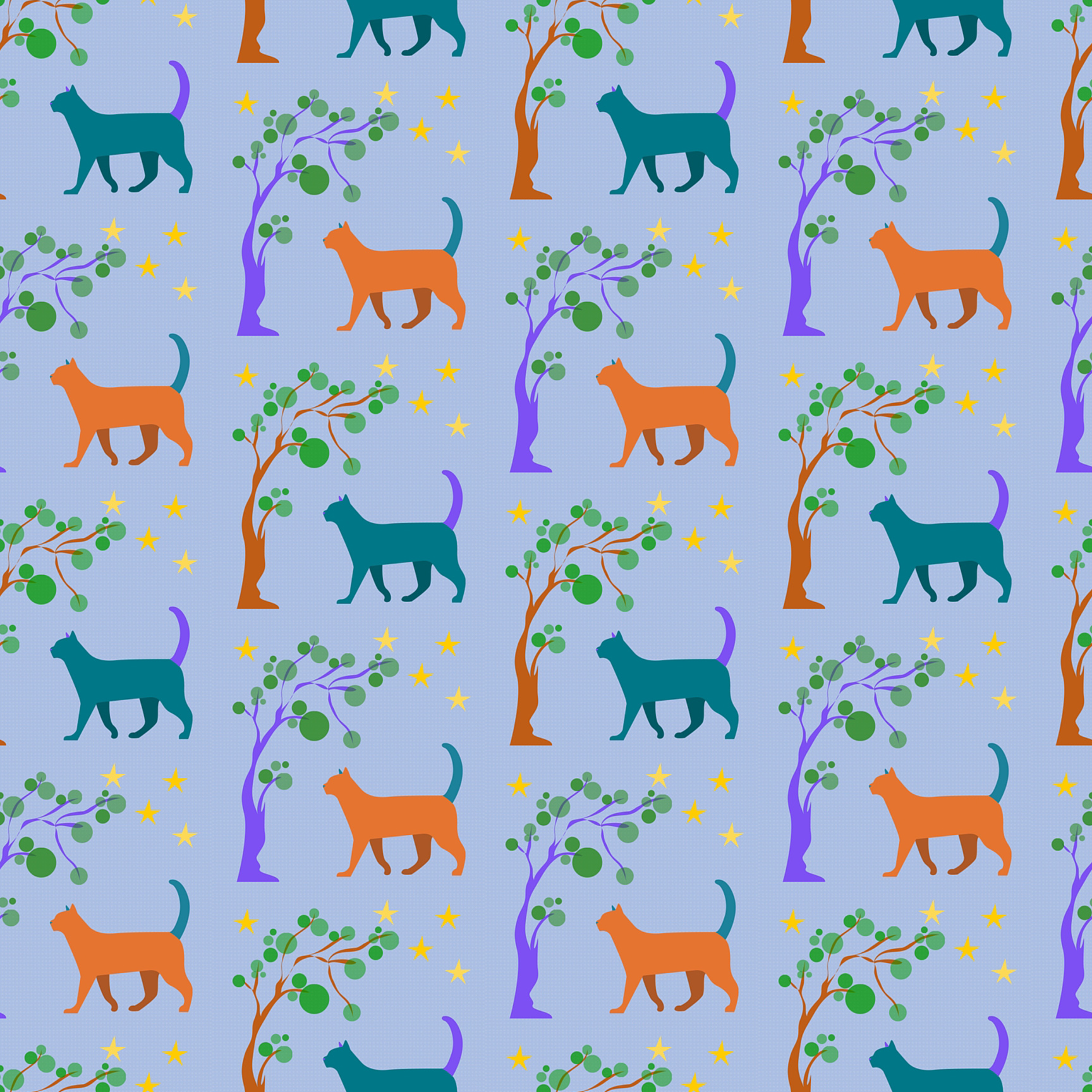 Fabric Orange and Teal Cats.jpg