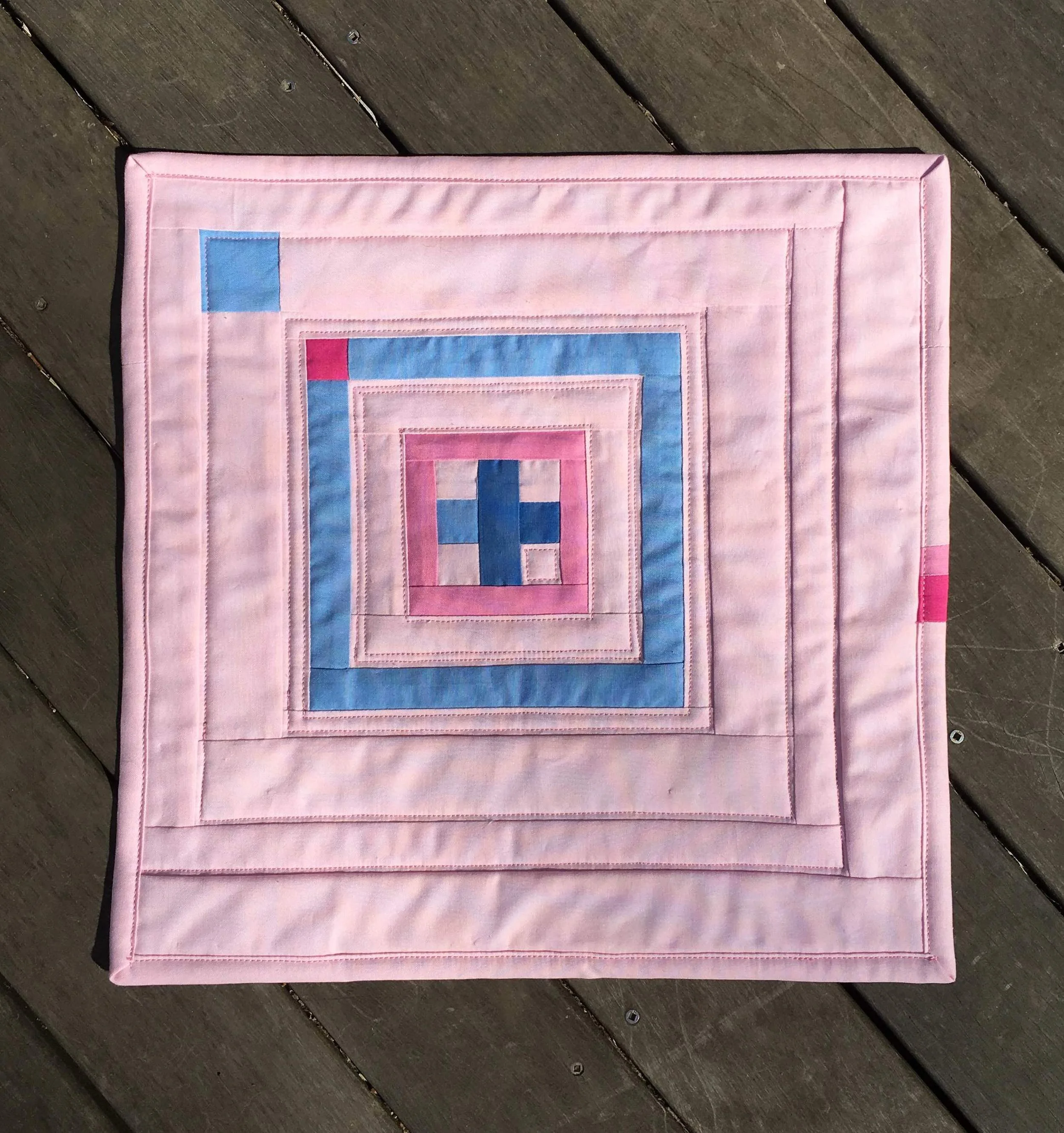 Pink and Blue Color Study, 14 inches square