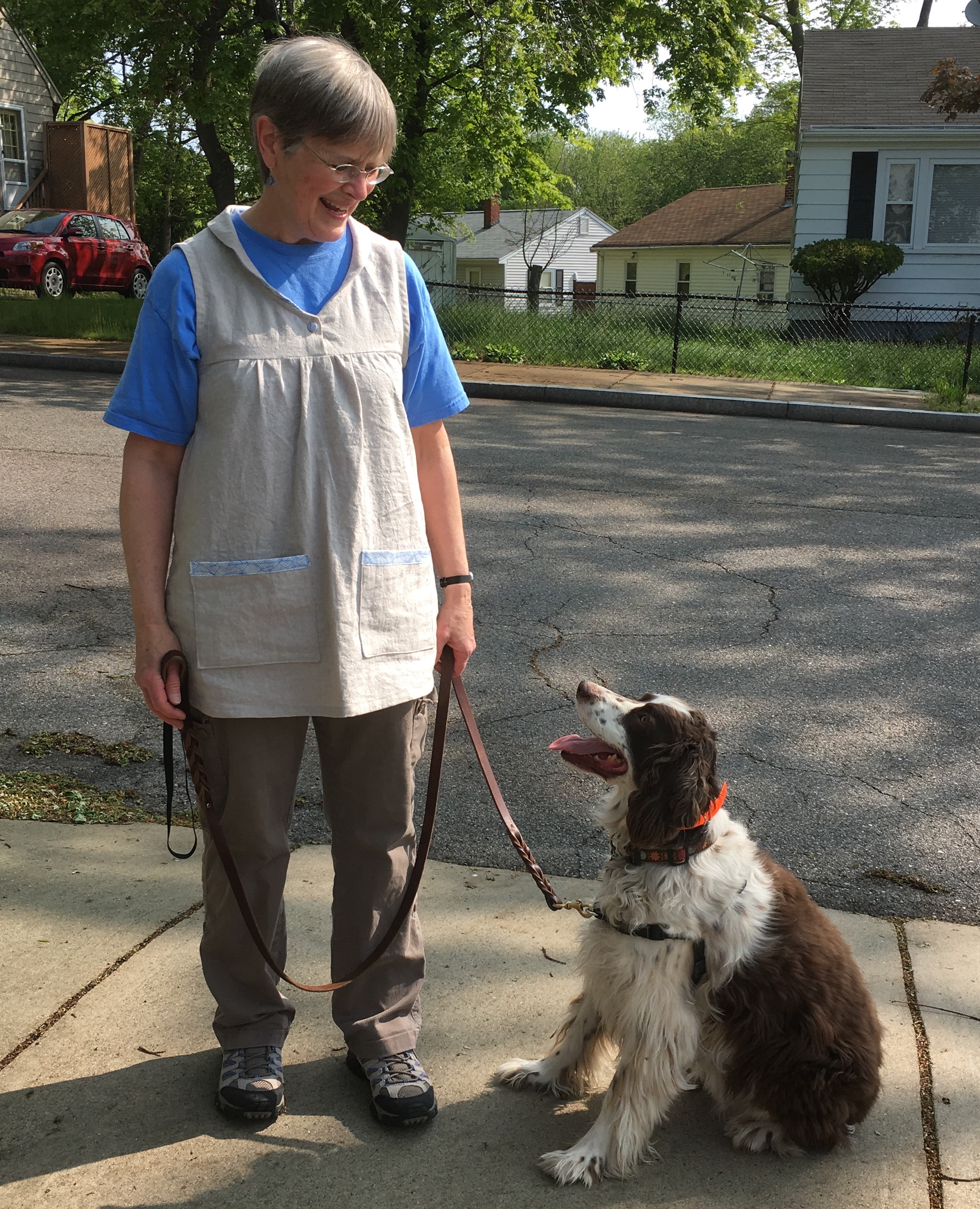  "West Water Tunic", with Tipper. Snapshot by my neighbor, Kelly Savage