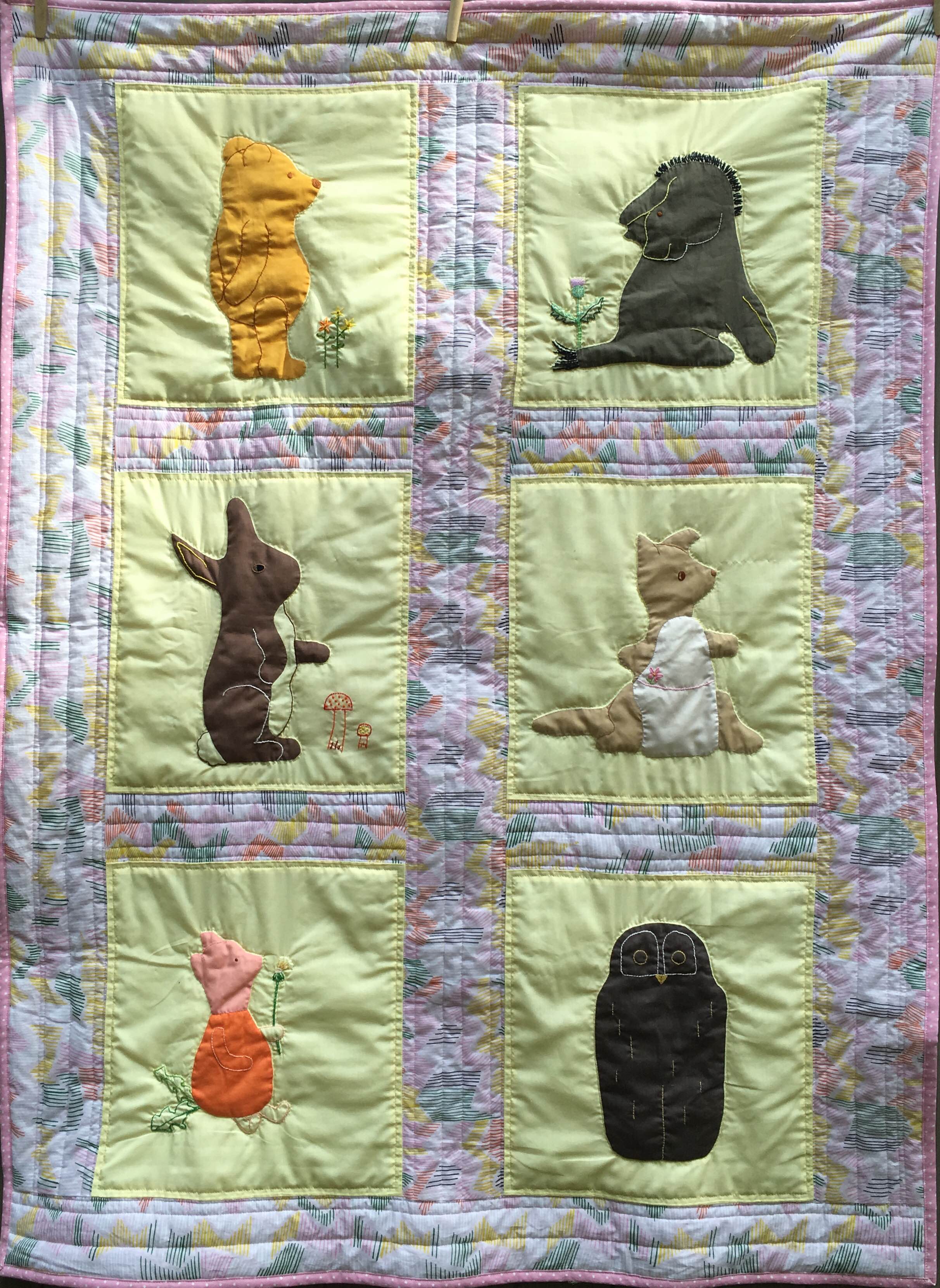 Renovated 1970s Pooh Baby Quilt