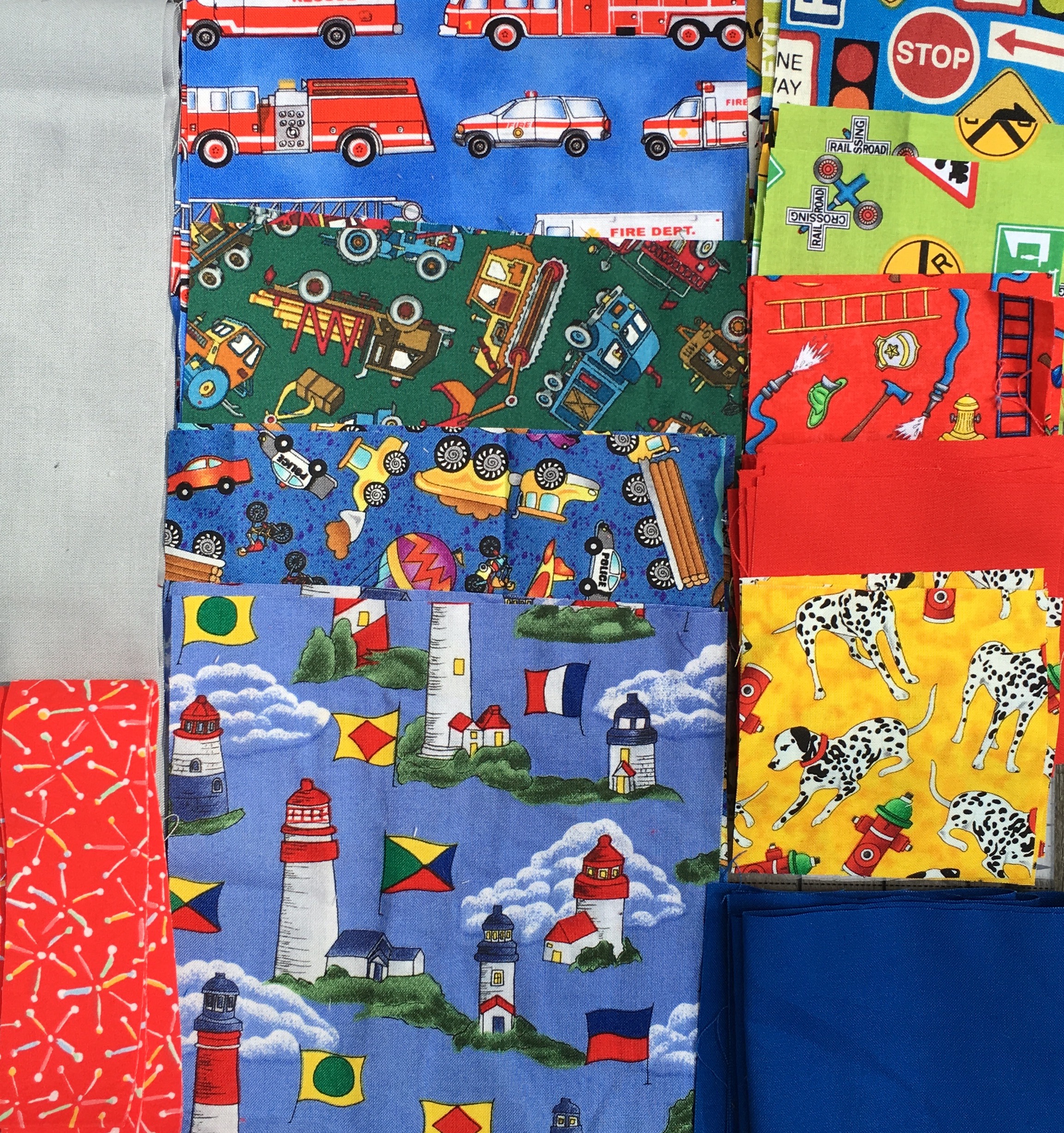 Fabrics collection for my Busy Beach Town Quilt