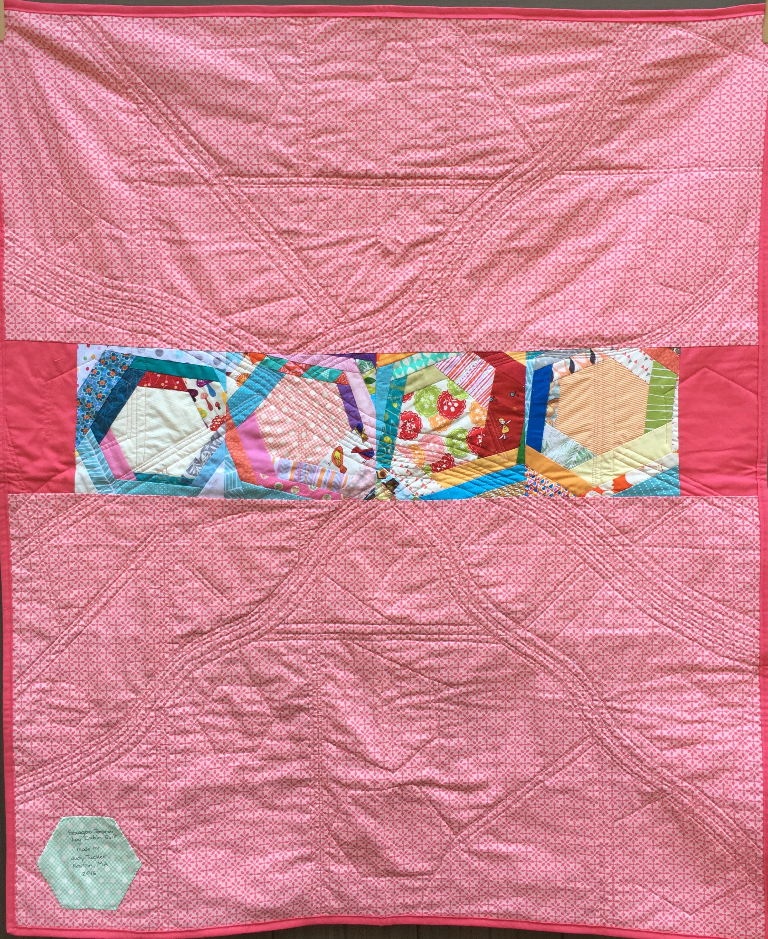 Back of the Hexagon Log Cabin Quilt