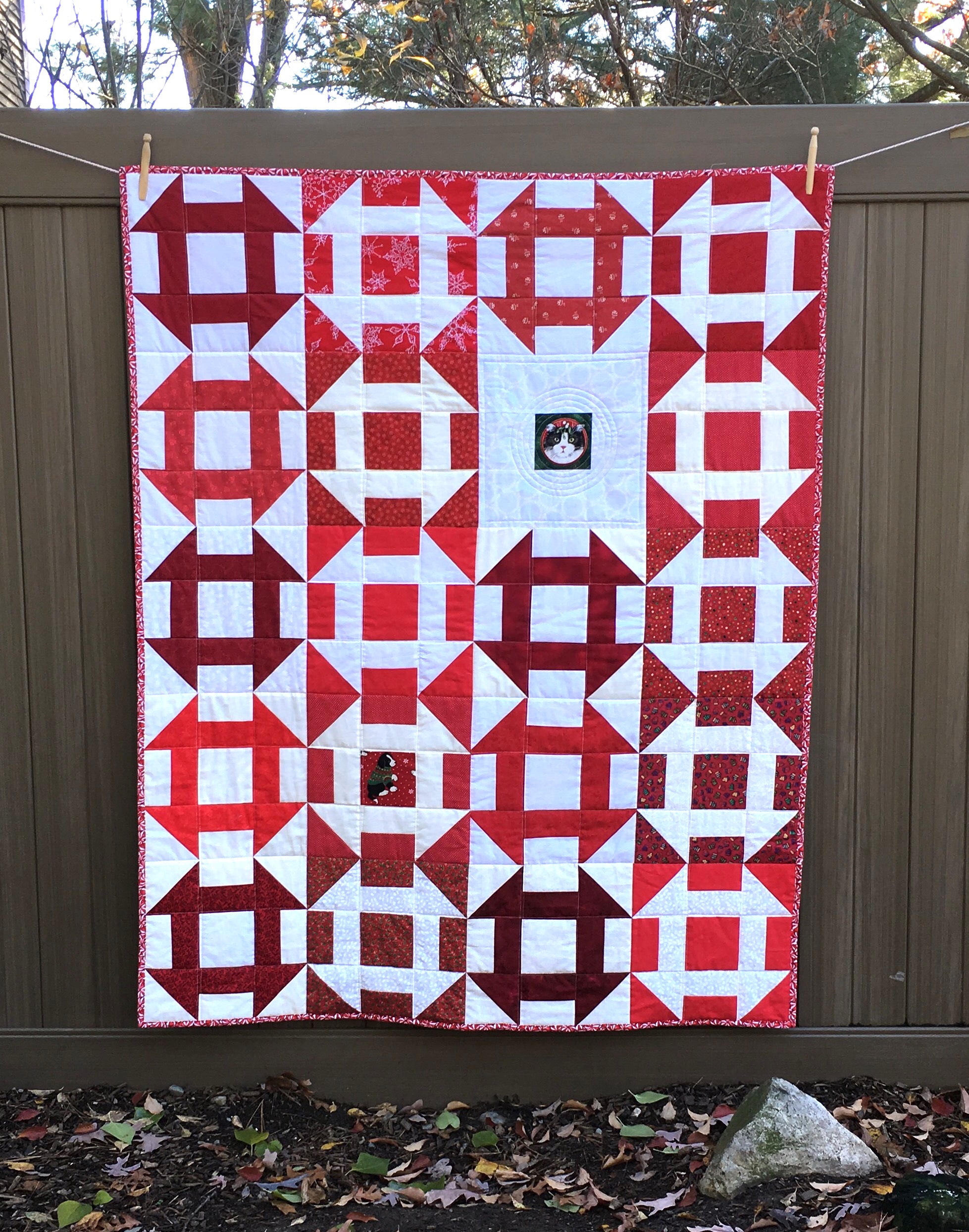 Churn Dash Christmas Lap Quilt 48 x 60"