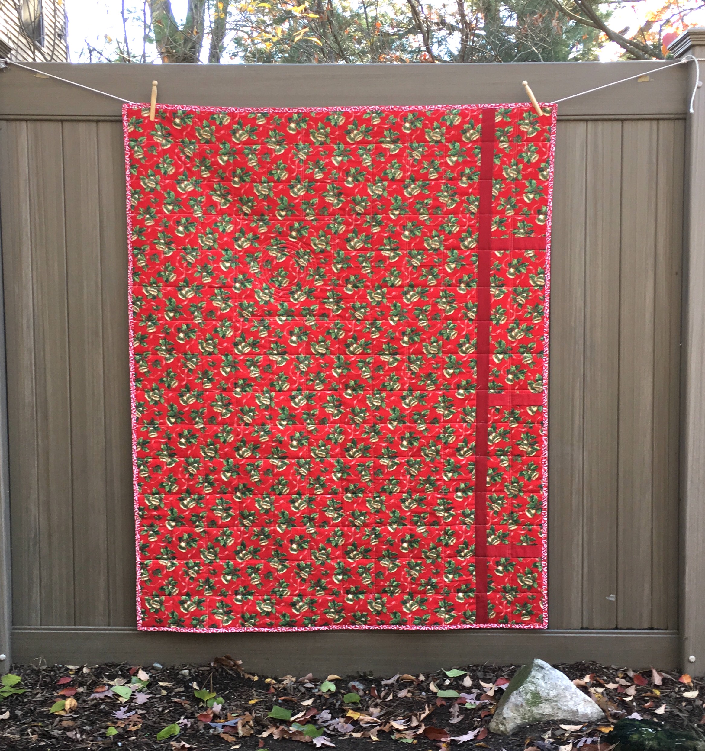 Back of the Churn Dash Christmas Quilt