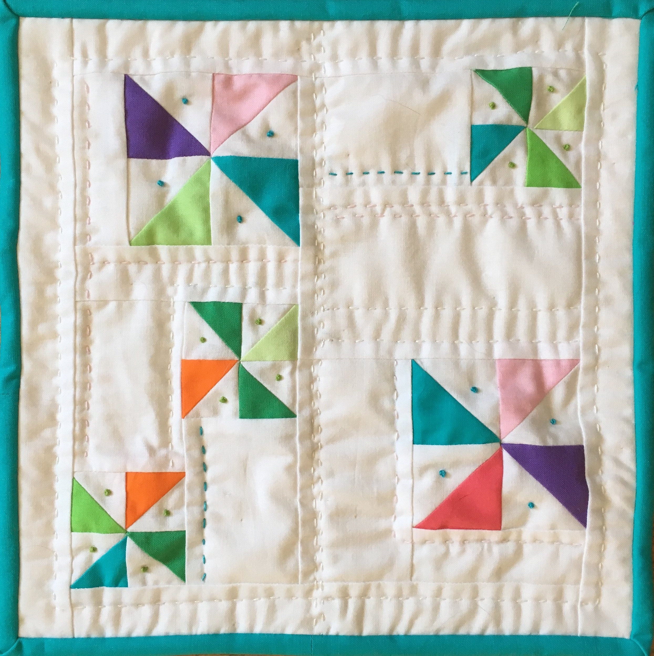 Pinwheel Doll Quilt 11 x 11 1/2 inches