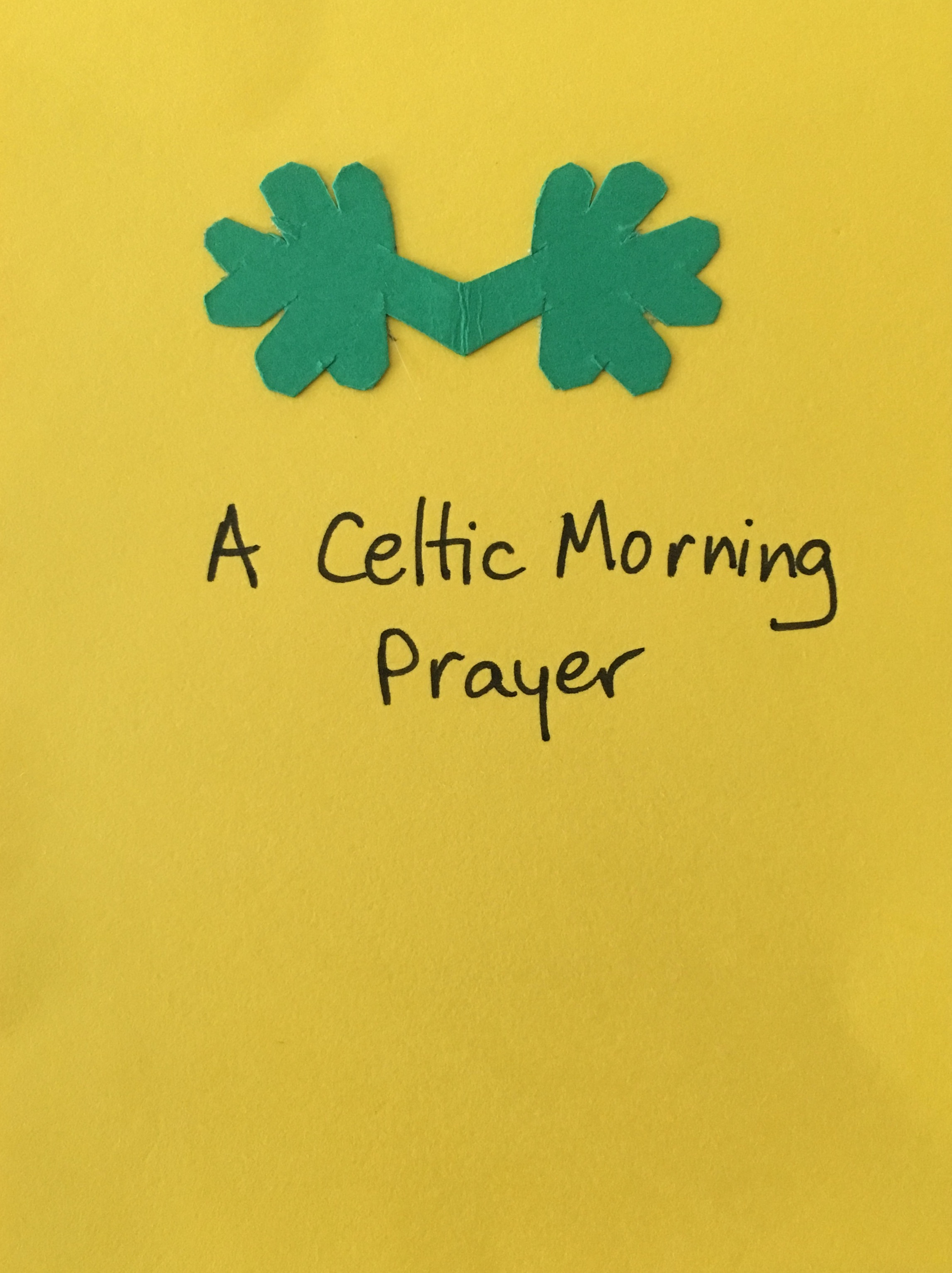 Paired shamrocks on a zine I designed using a tradition Celtic Prayer