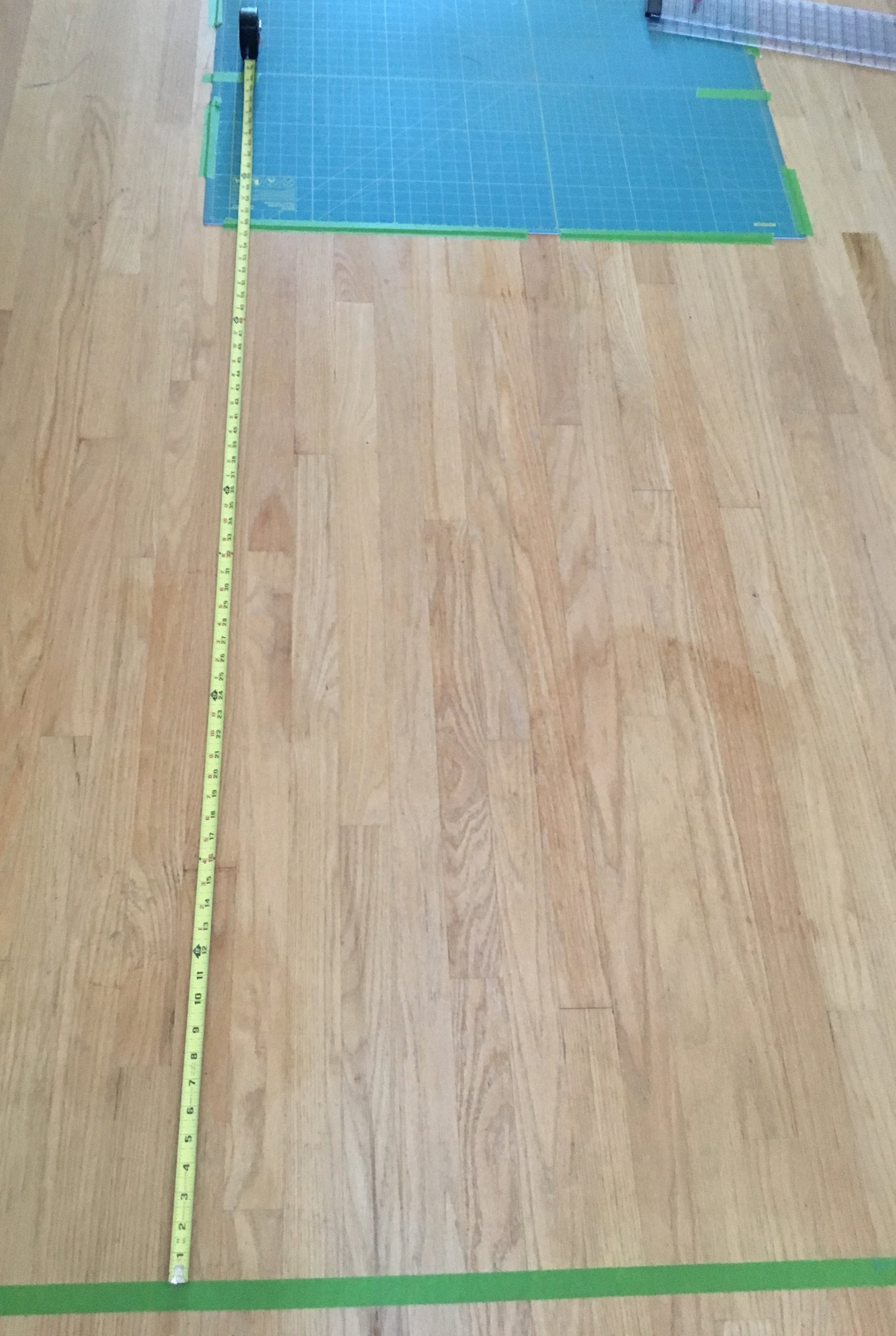 Cutting area all set up ready to cutting (Photo makes the tape look skewed but it's really straight)