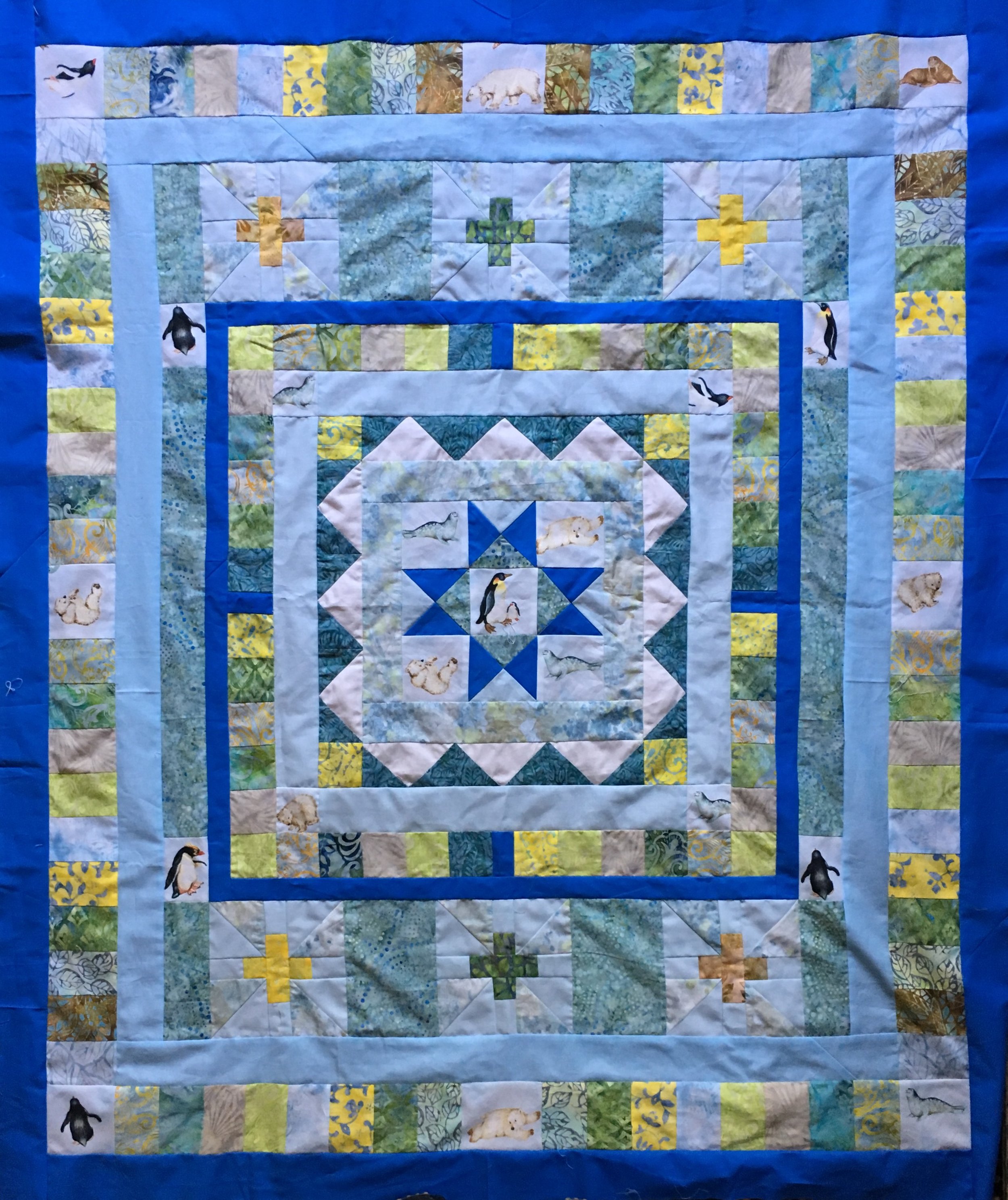 The finished Polar Medallion Quilt Top