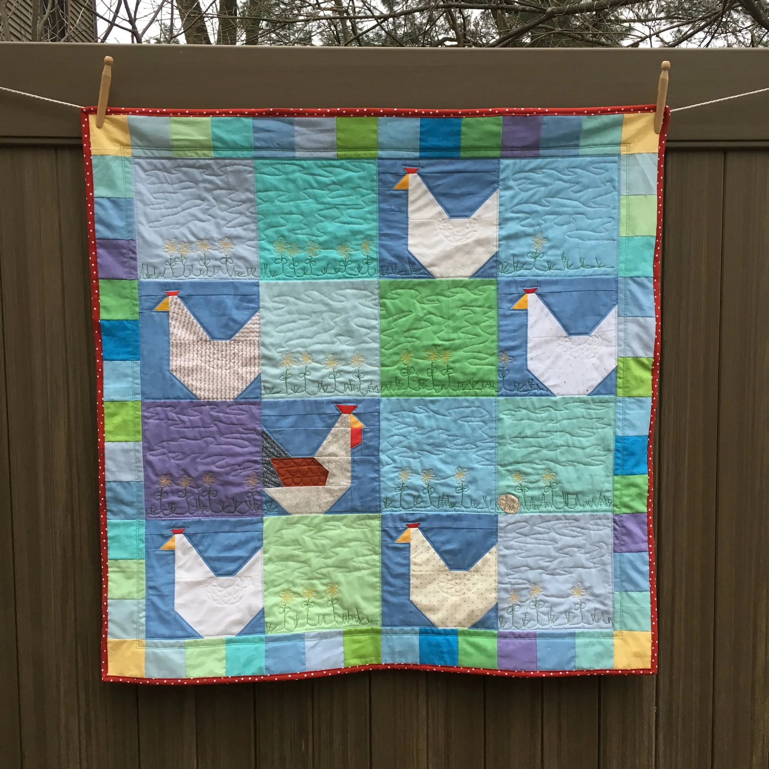 Free Range Chicken Quilt 37 inches square