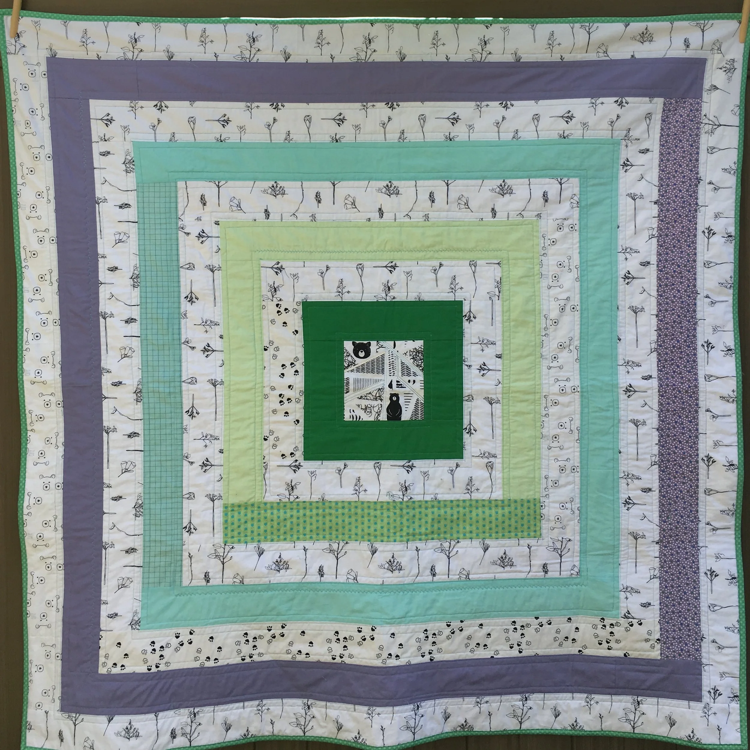 'Bear Party' "Cabin" Utility Style Quilt 54 inches square