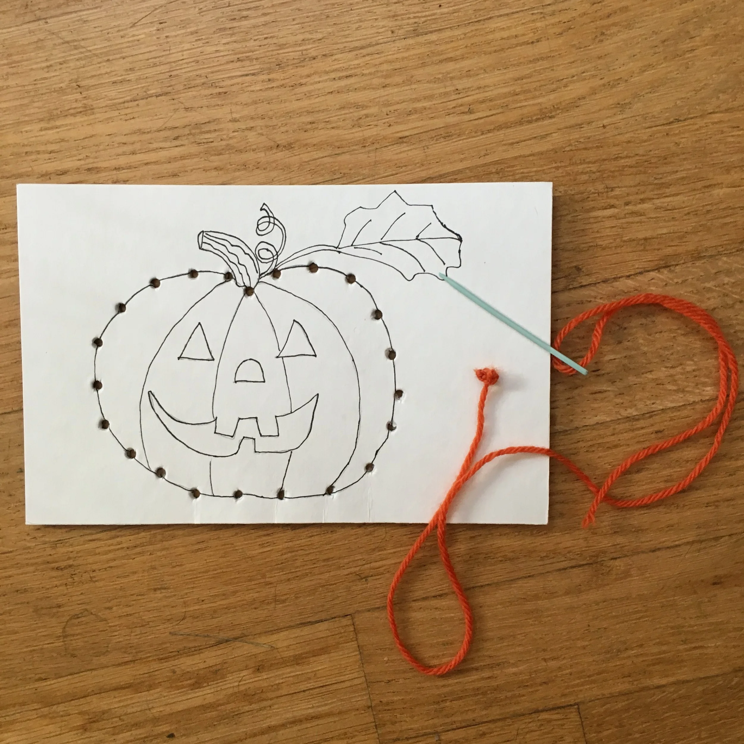 Homemade Pumpkin Sewing Card