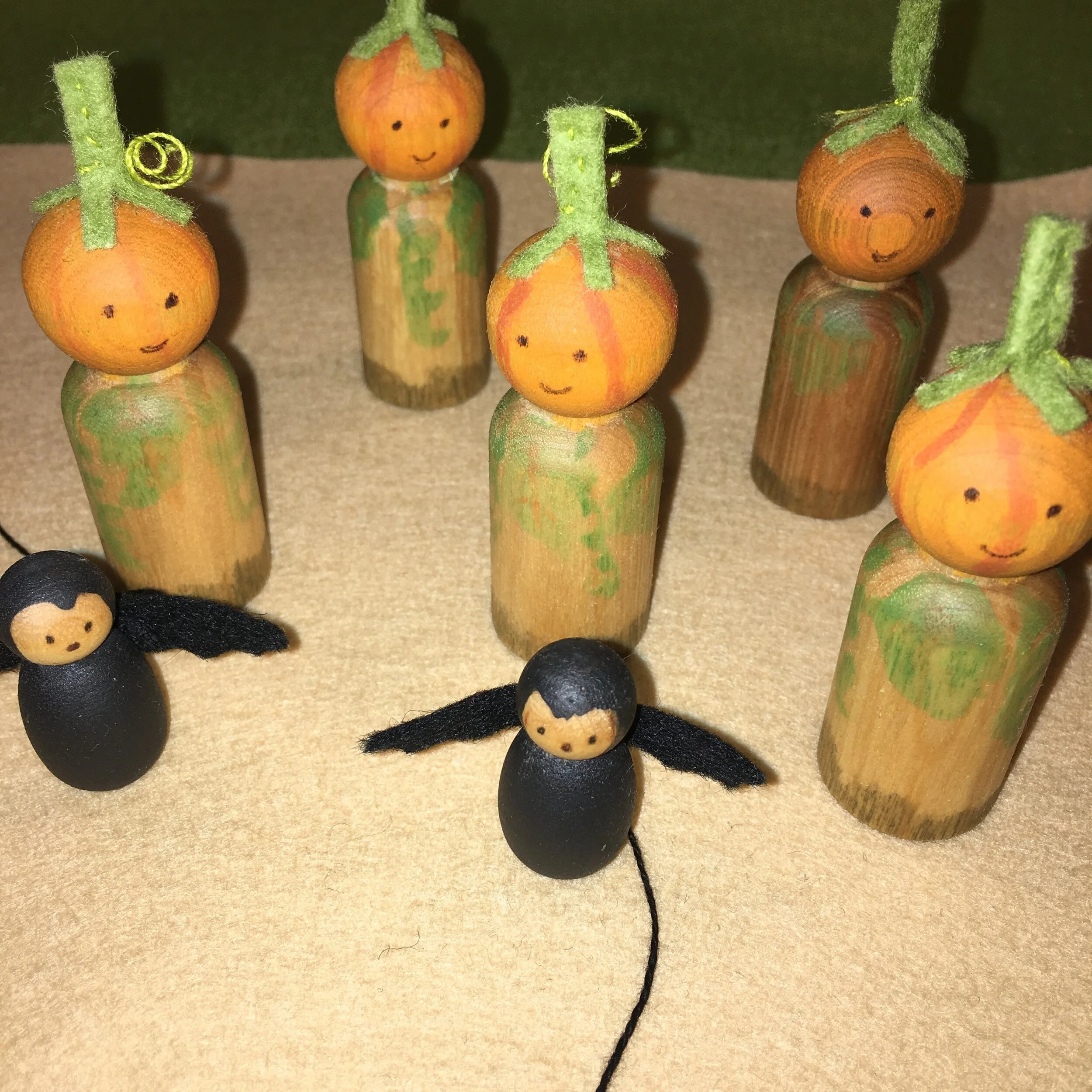 Pumpkin and Bat Pegs