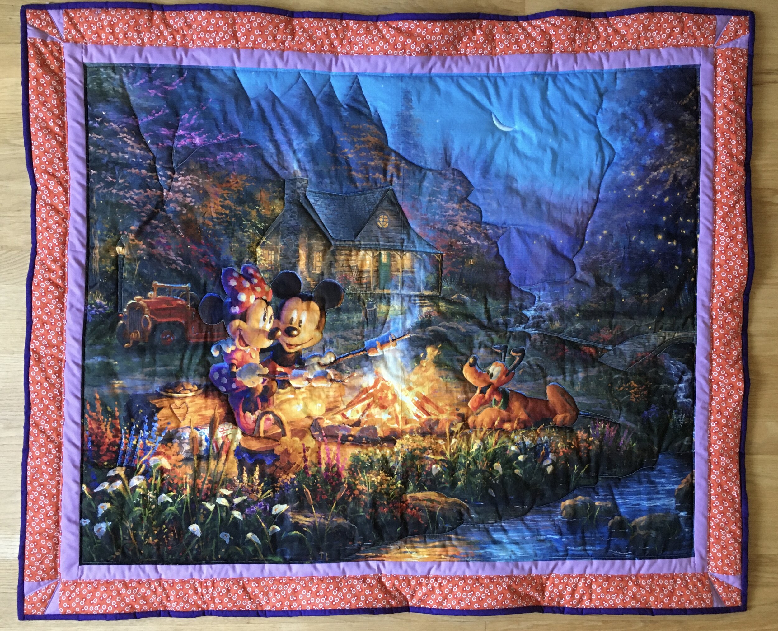 Disney and Thomas Kinkade Studios Quilt Panel Throw (or Cat Mat!) Completed  — Sleeping Dog Quilts