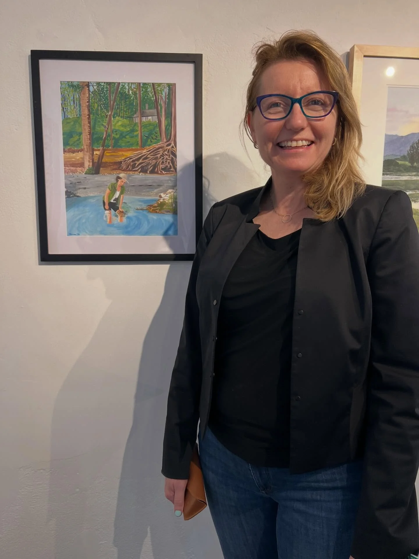 Last week for the 4th Annual Shelley Lazarus Excellence in Watercolor exhibition, including my gouache painting &ldquo;Portrait of Rachel Carson testing the water&rdquo; #scienceinart  #environmentalpioneer #rachelcarson #silentspring #monsanto