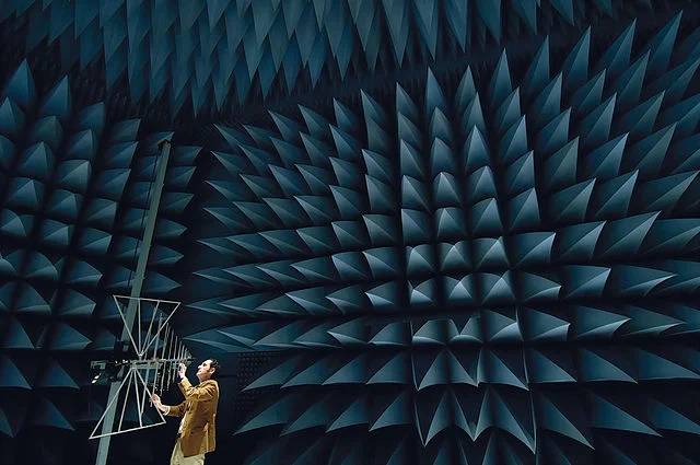 An anechoic chamber, used to prevent echoes. Arup's SoundLab is not quite as extreme , but it still does the same job. (Image ©PromoMadrid, author Max Alexander)