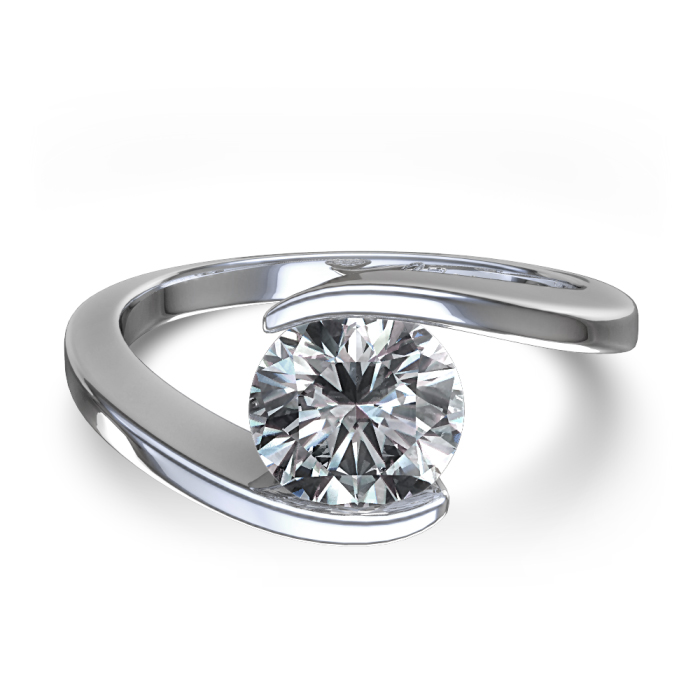 Swirl Half Bezel Engagement Ring