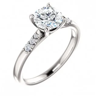 SS122187 Round Brilliant 14k White Gold Split Shank Solitaire Engagement Ring $625.00