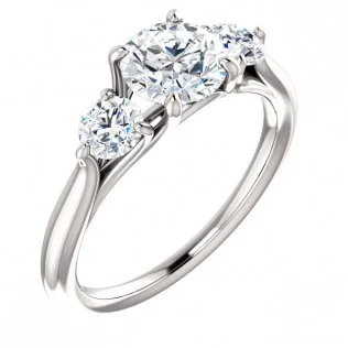 Round Brilliant 14k White Gold Three Stone Diamond Engagement Ring - SS123163 - $2,100.00
