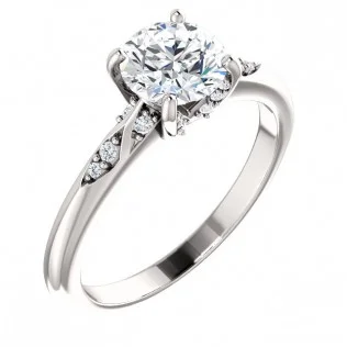 Round Brilliant 14k White Gold Accented Diamond Engagement Ring - SS123443 - $975.00