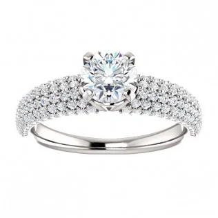 Round Brilliant White Gold Pave Accented Diamond Engagement Ring - SS123448 - $2650.00