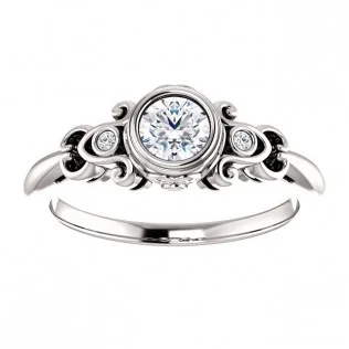 Round Brilliant White Gold Full Bezel Engagement Ring - SS71917 - $795.00