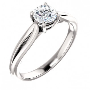 Round Brilliant 14k White Gold Split Shank Solitaire Engagement Ring - SS122187 - $625.00