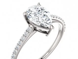 Platinum Pear Diamond Accented Engagement Ring -71609SS- $1,795.00