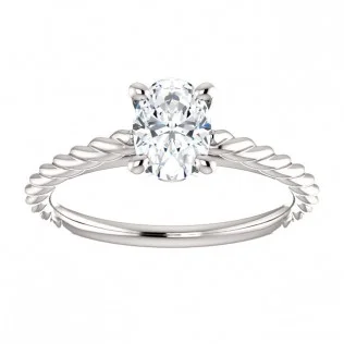 SS122676 Oval 14k White Gold Rope Solitiare Engagement Ring $695.00
